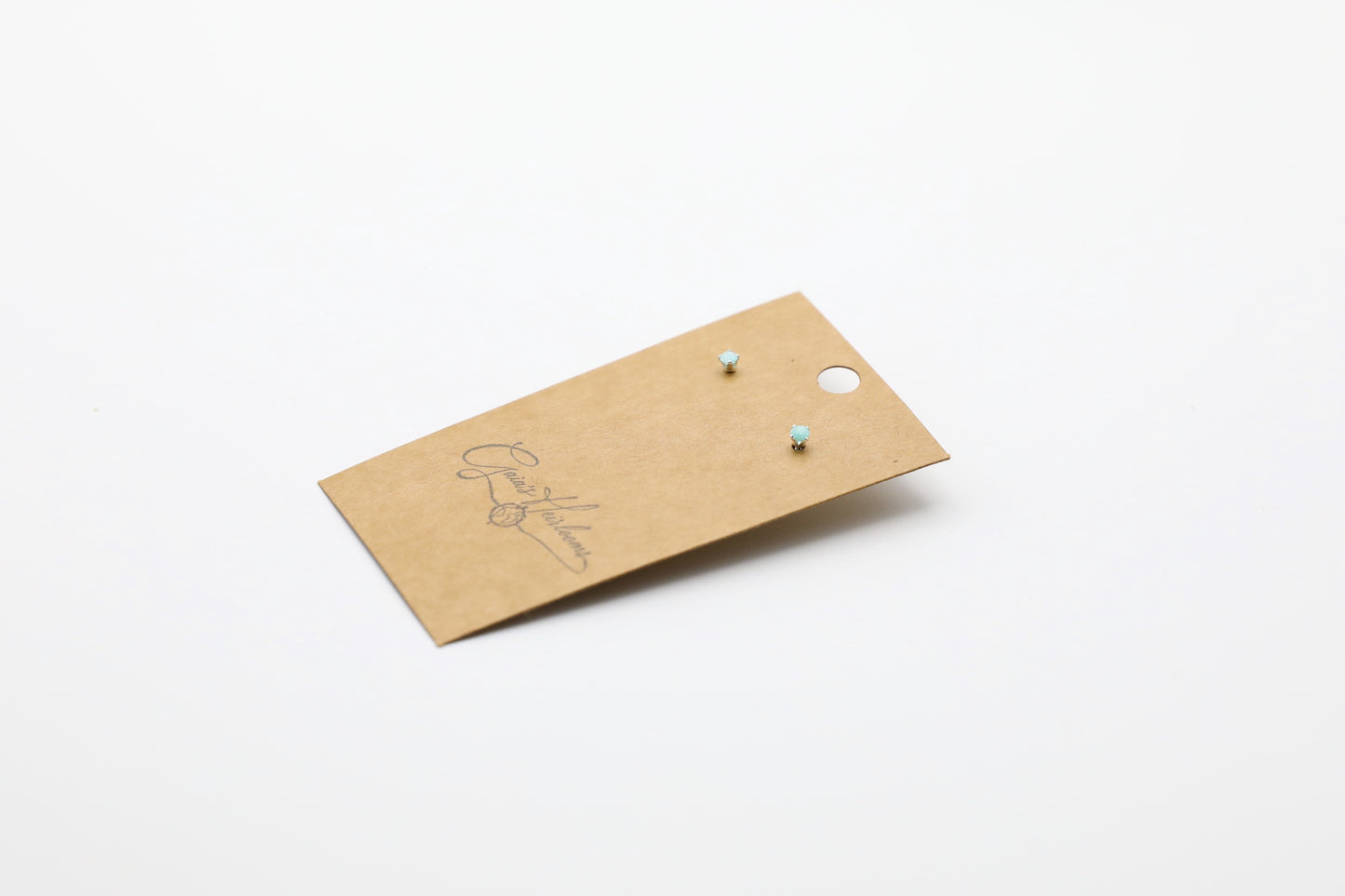 Pair of Amazonite stud earrings in Sterling Silver.
Size: 3mm