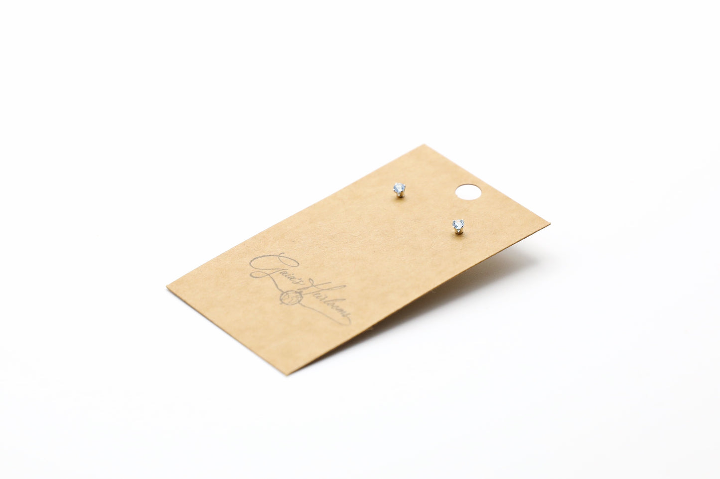 Aquamarine Sterling Silver Studs 3mm