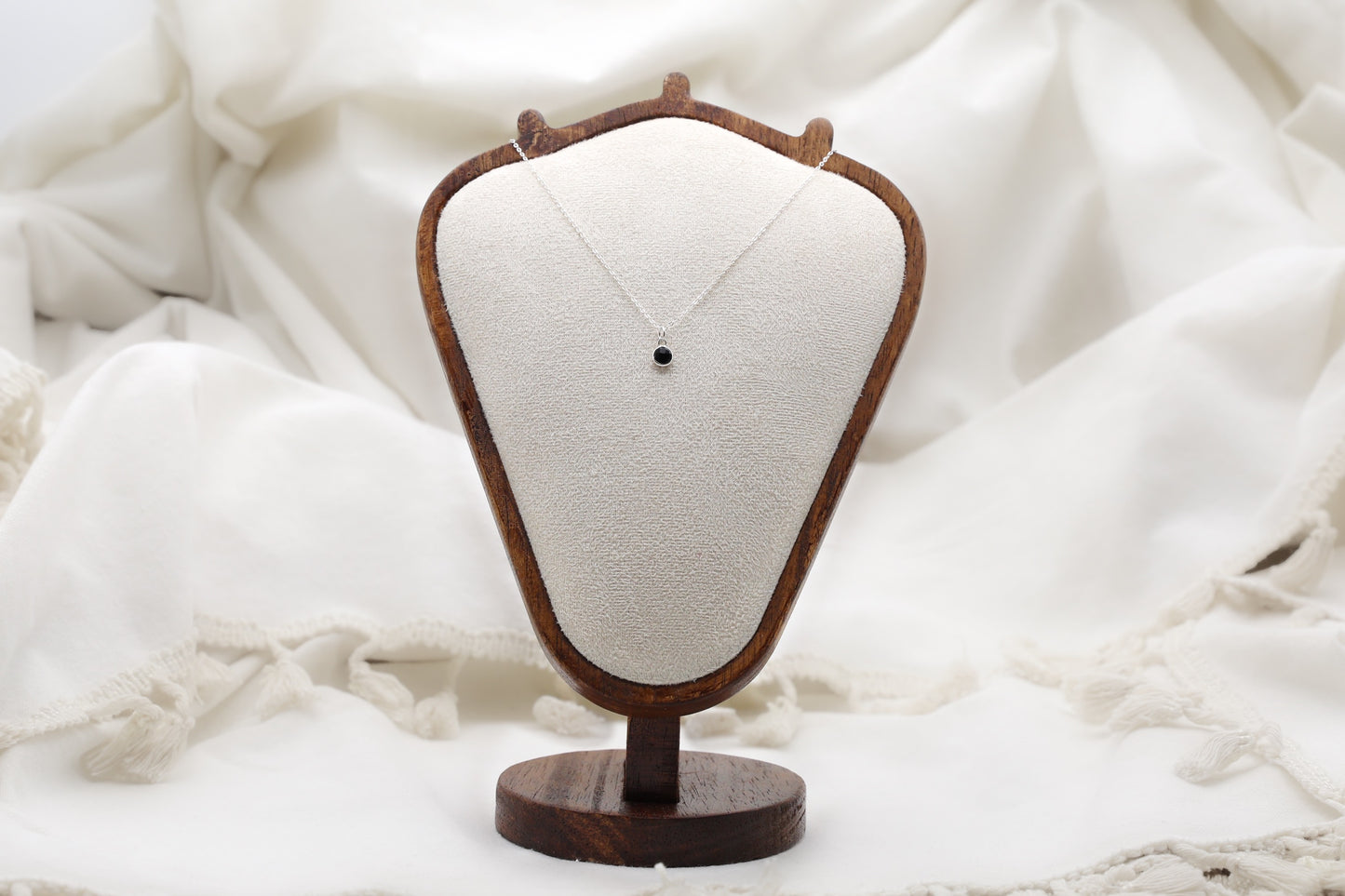 Black Onyx and Sterling Silver Delicate Necklace