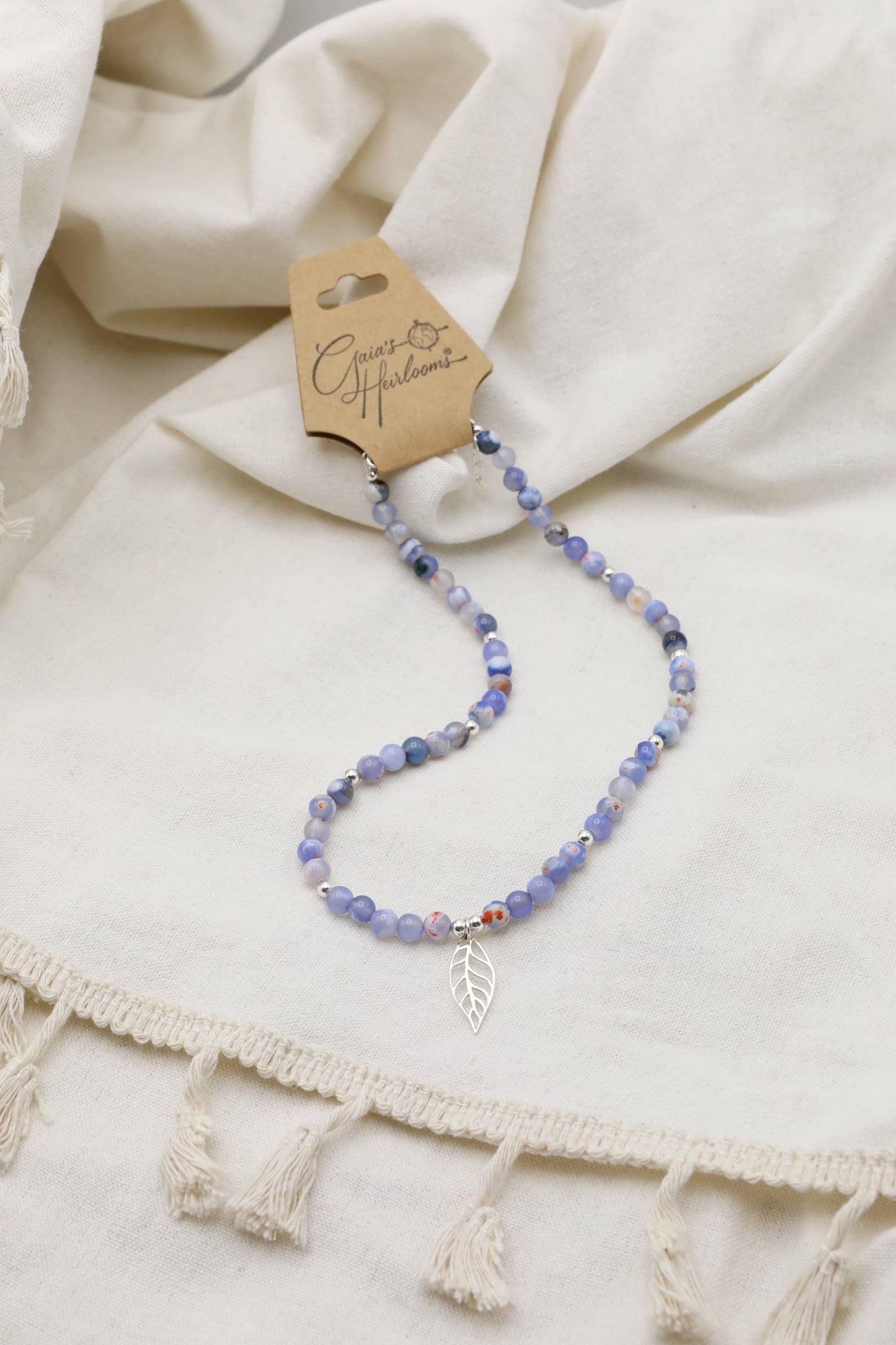 Blue Fire Agate and Sterling Silver Necklace