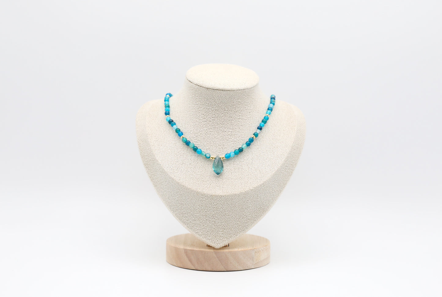 Blue Striped Agate and Fluorite Necklace