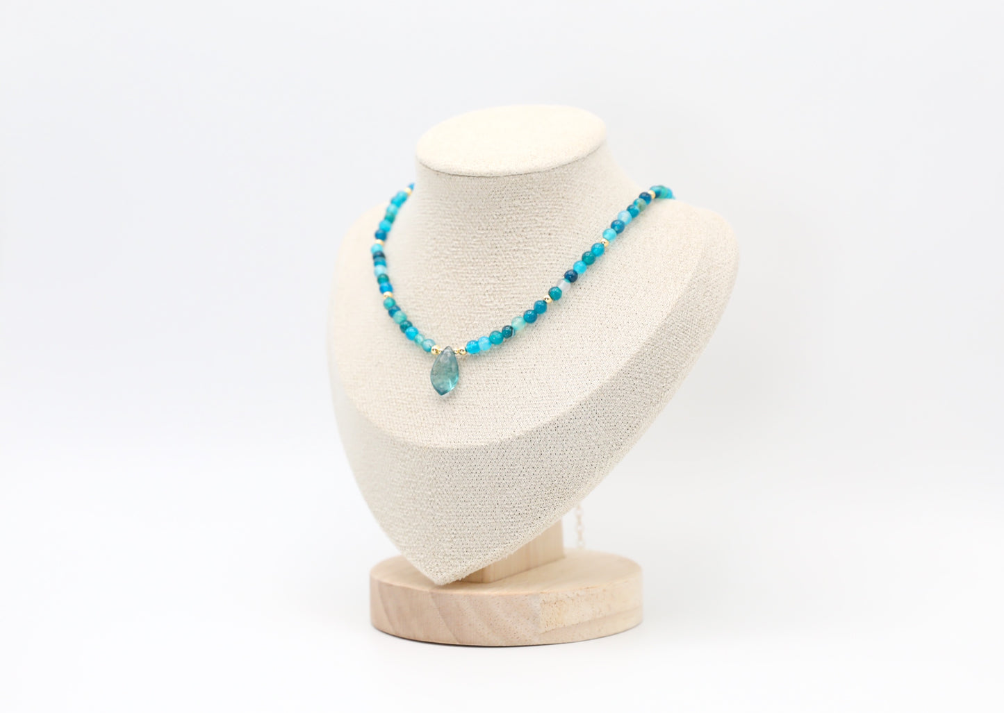 Blue Striped Agate and Fluorite Necklace