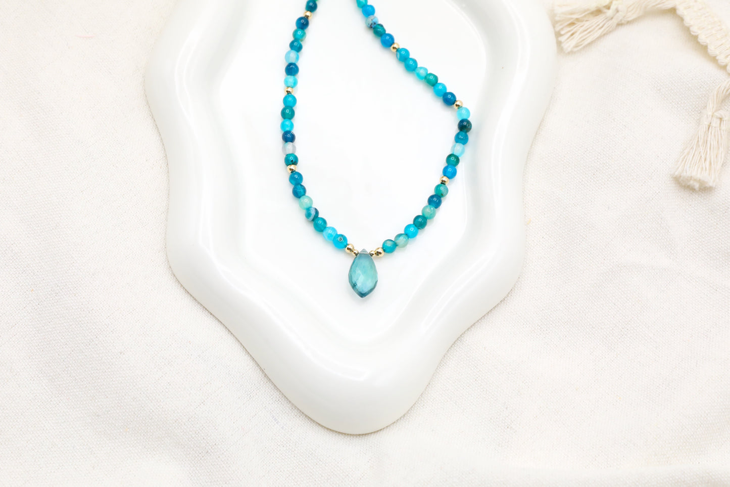 Blue Striped Agate and Fluorite Necklace