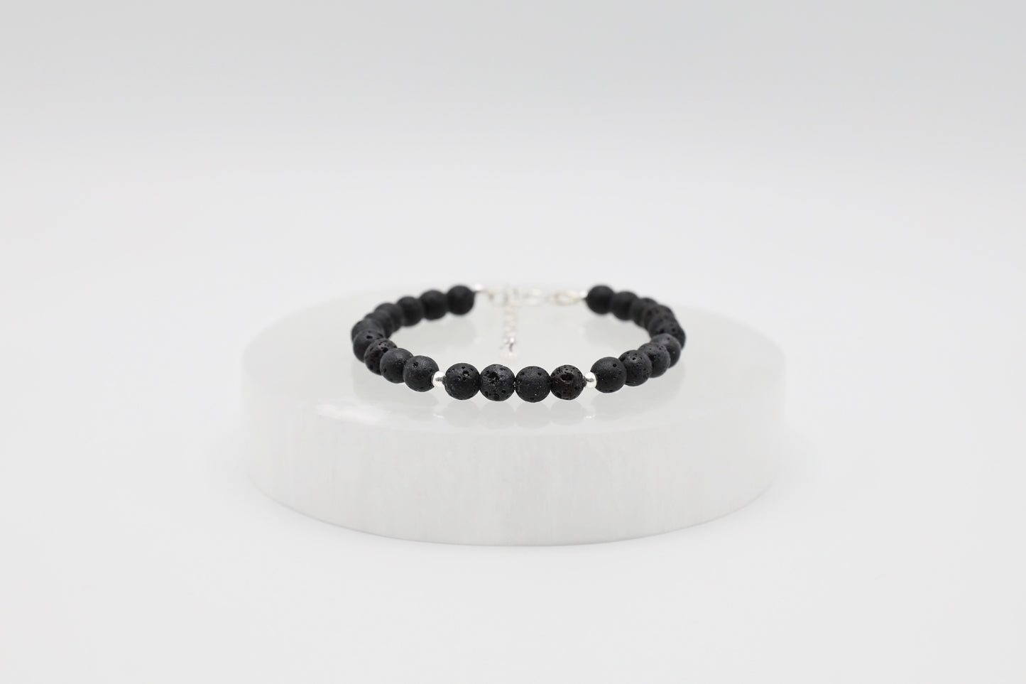 Black Lava Stone Bracelet in Sterling Silver