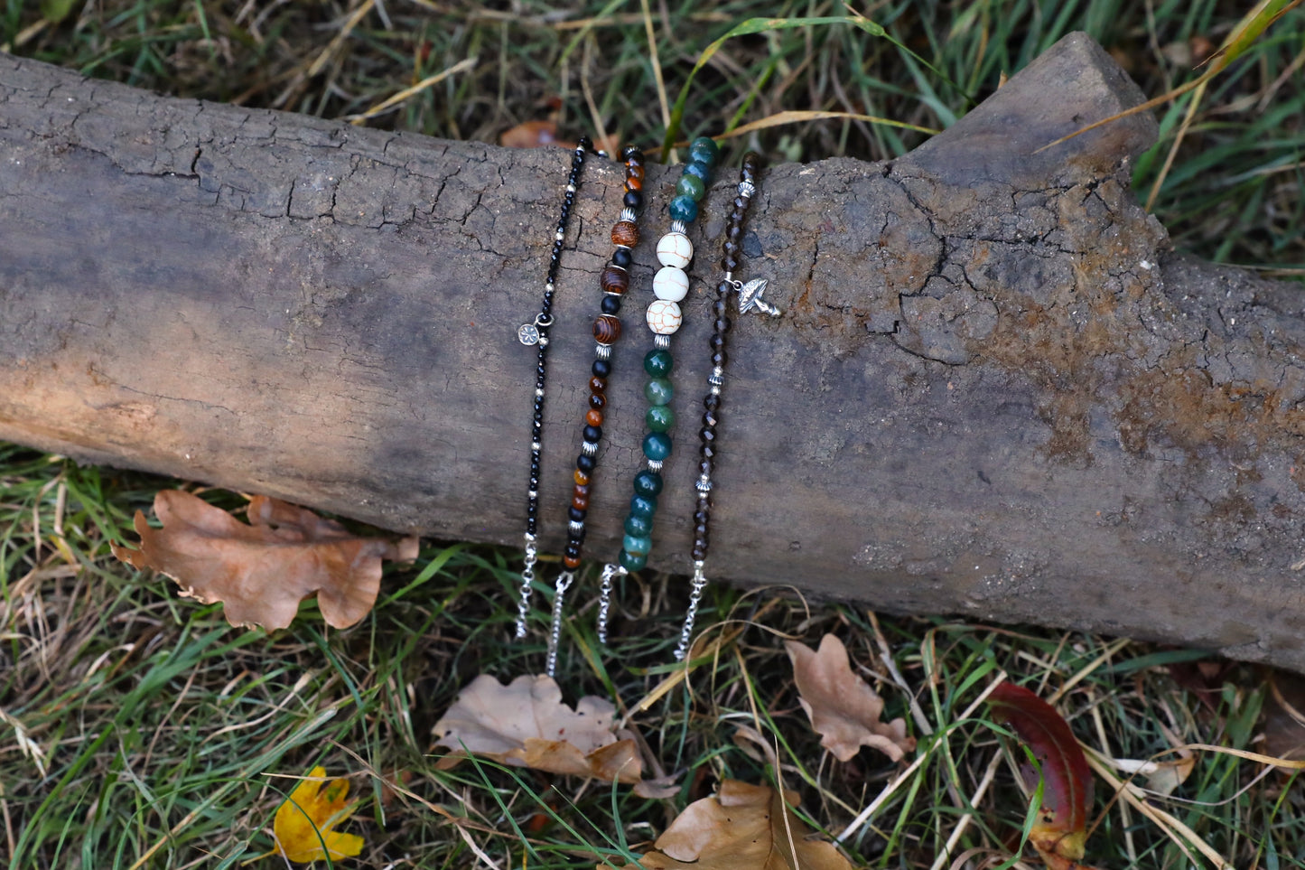 Collection of bracelets from the Roots collection by Gaia's Heirlooms.