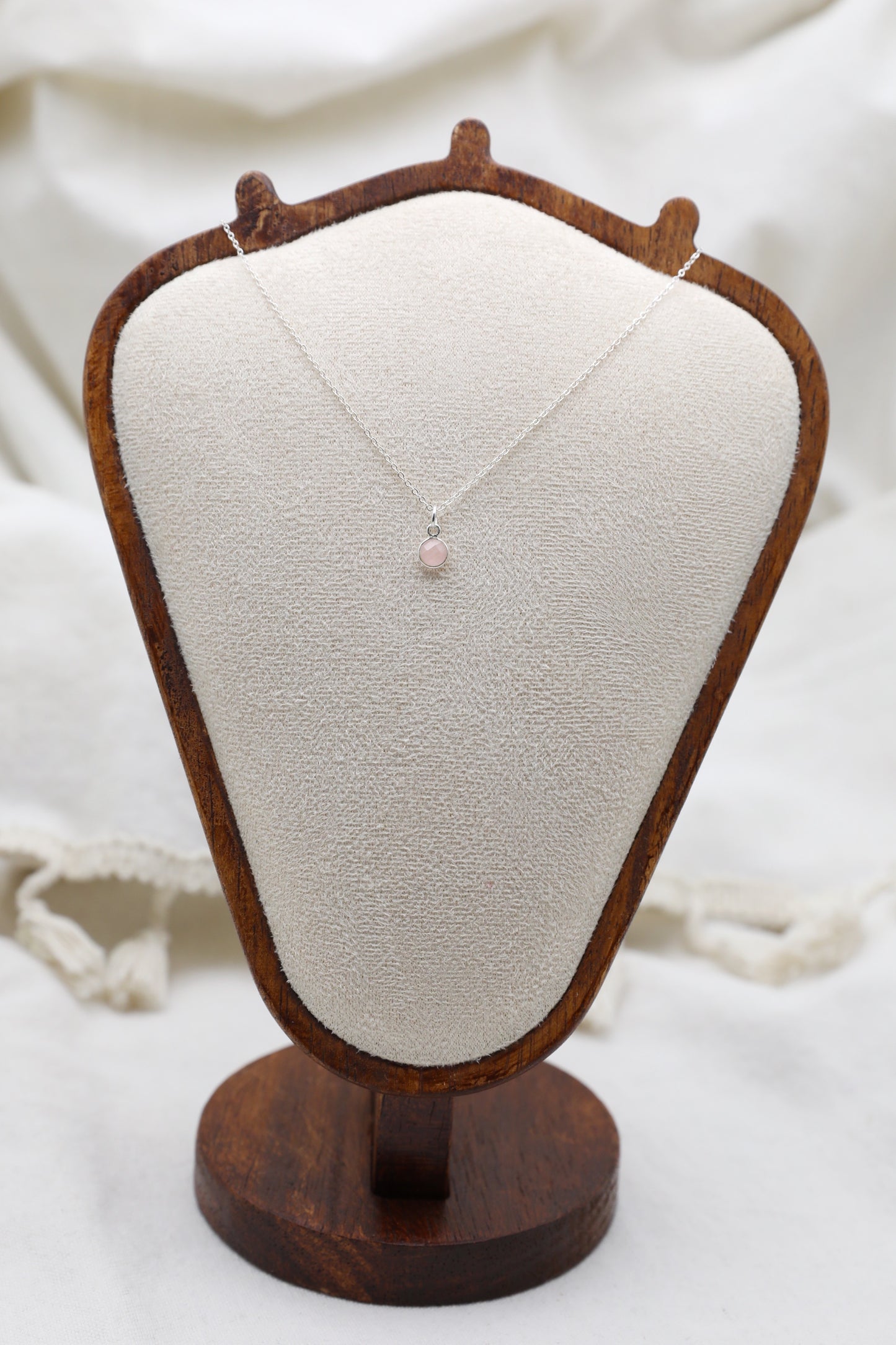 Rose Quartz and Sterling Silver Delicate Necklace