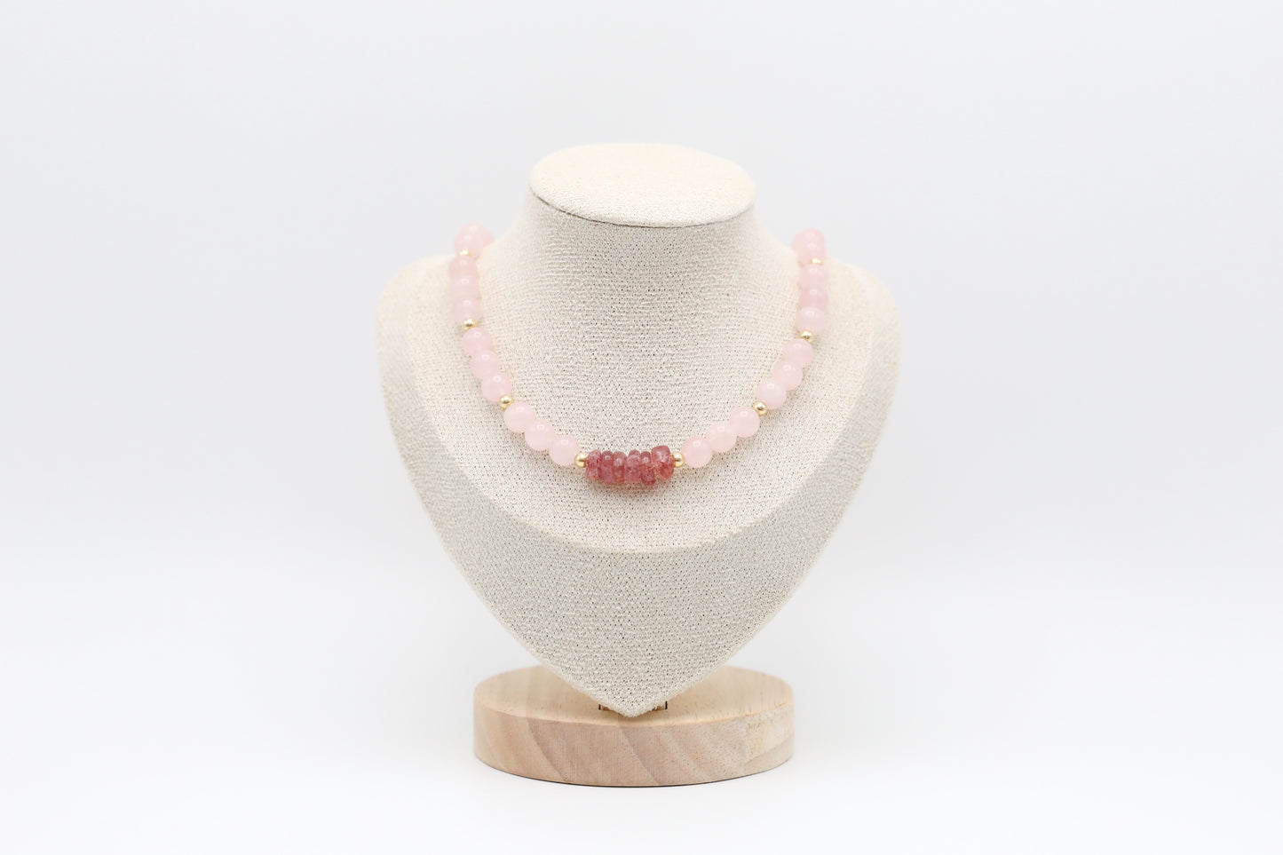 Rose Quartz and Strawberry Quartz Necklace