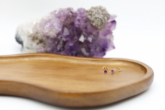 3mm Amethyst stud earrings in Gold Filled