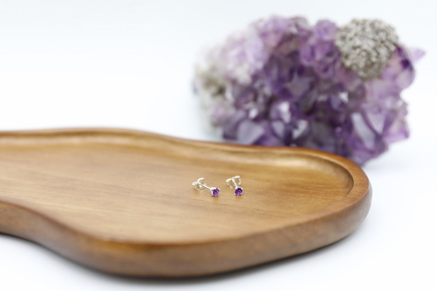 3mm Amethyst stud earrings in Sterling Silver