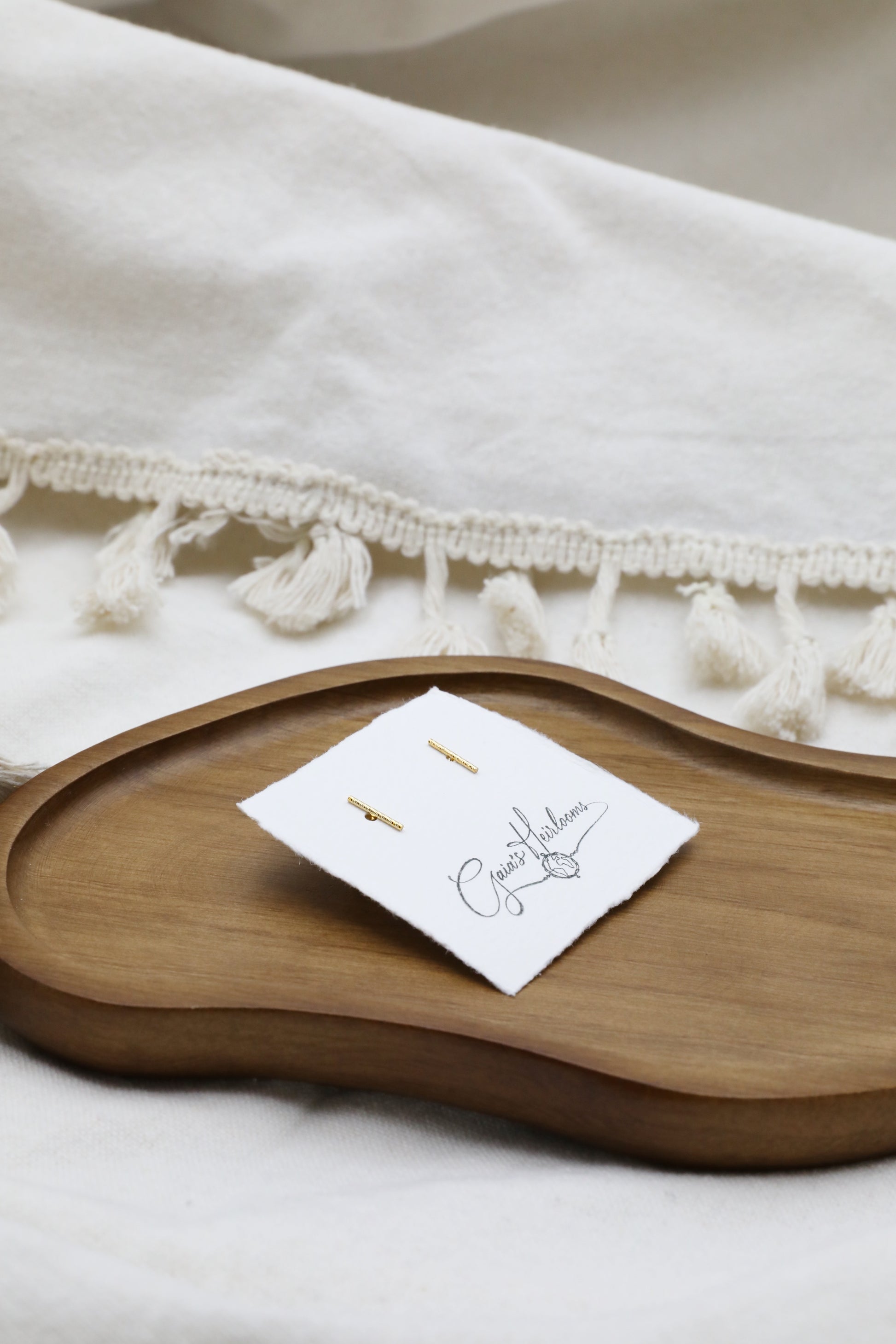 The Bark Stud earrings by Gaia's Heirlooms, made of 14k Gold Filled.