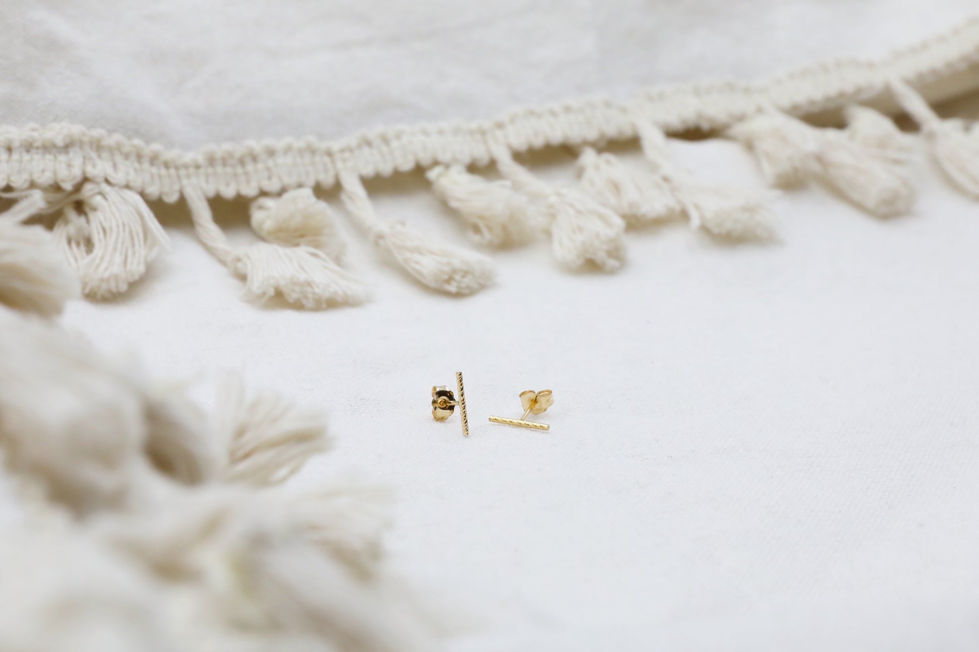 The Bark Stud earrings by Gaia's Heirlooms, made of 14k Gold Filled.