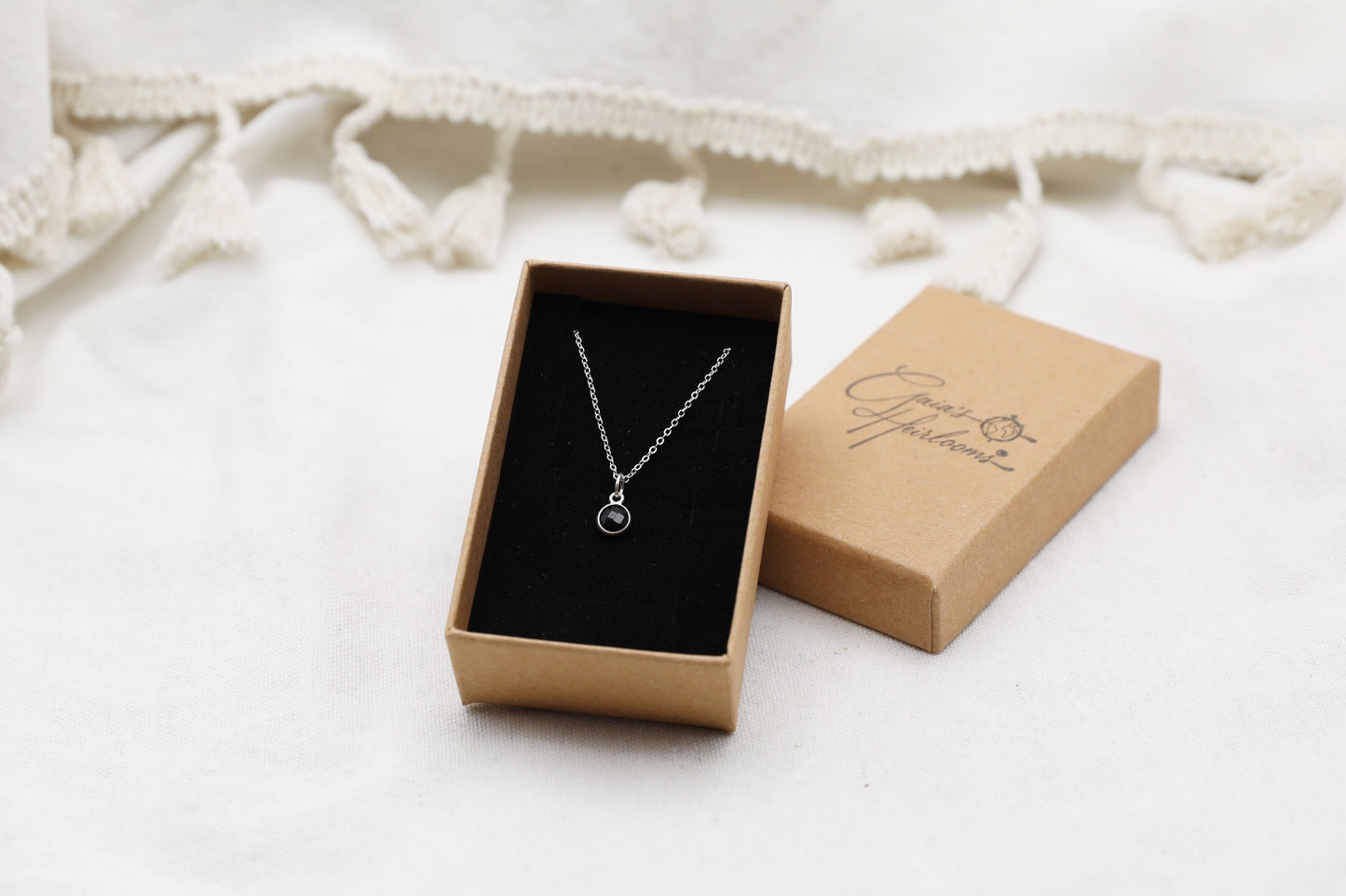 Black Onyx and Sterling Silver Delicate Necklace