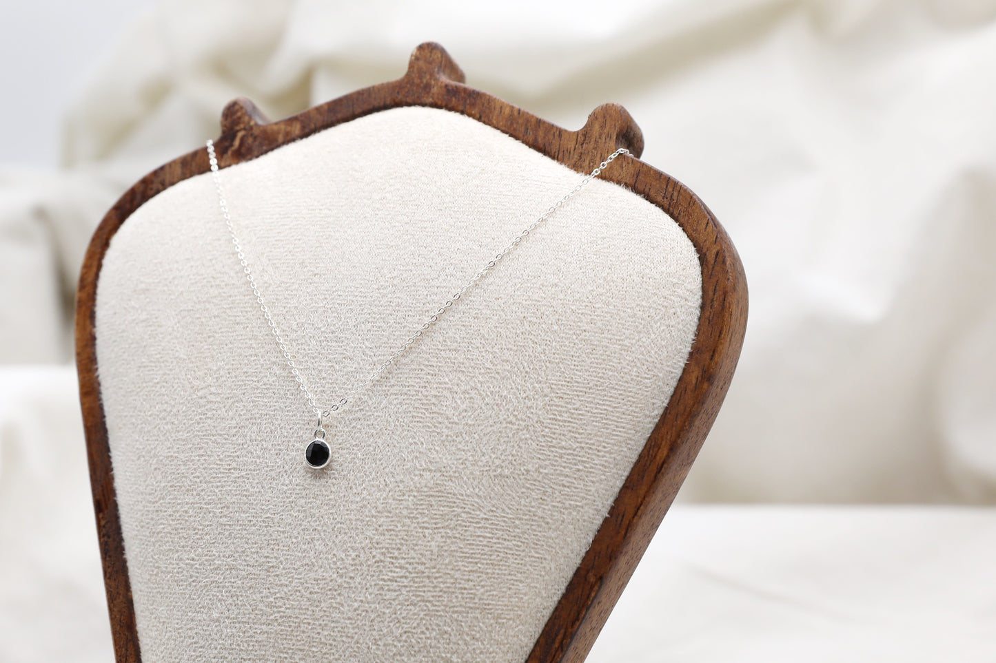 Black Onyx and Sterling Silver Delicate Necklace