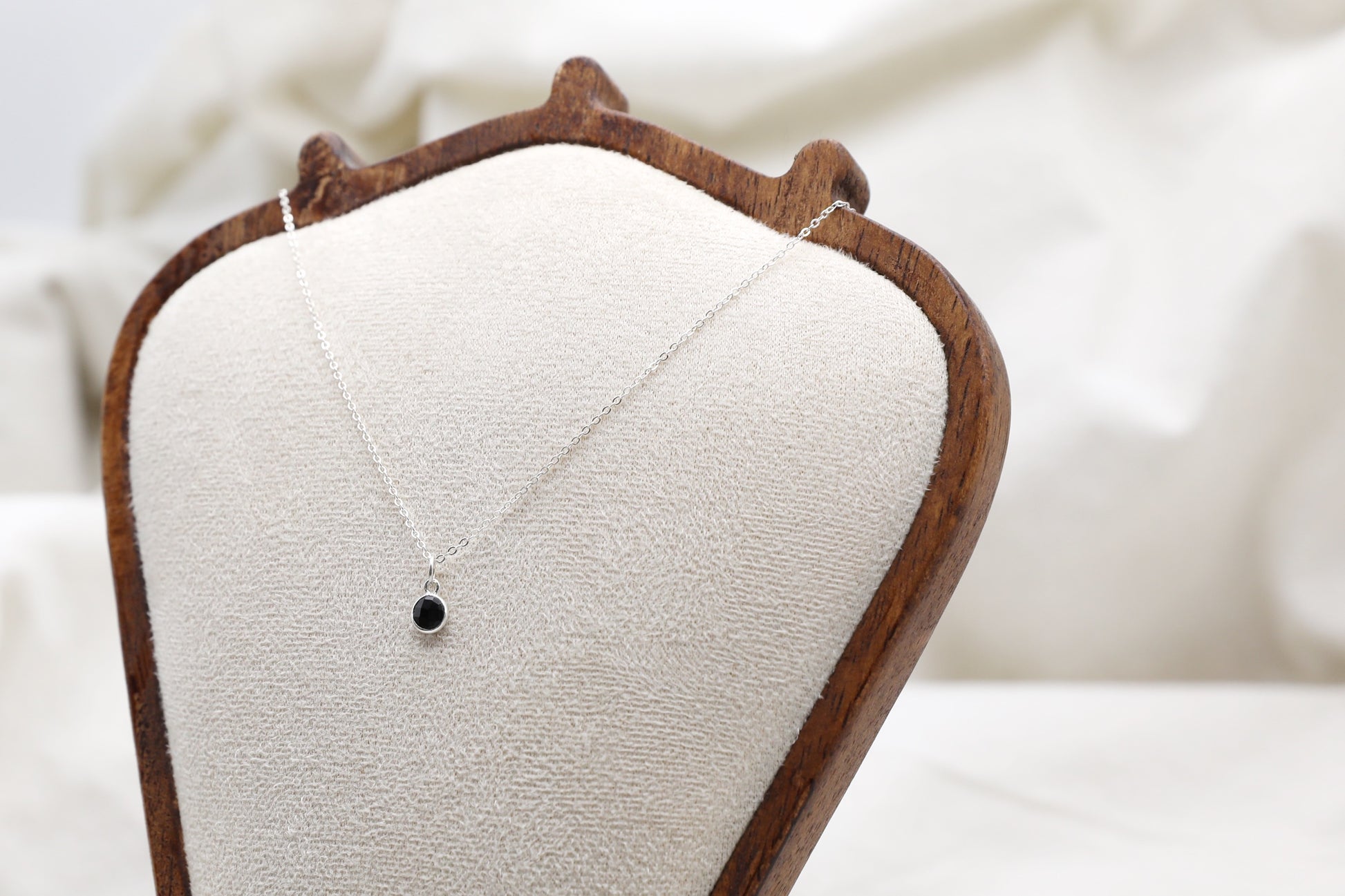 Black Onyx and Sterling Silver Delicate Necklace