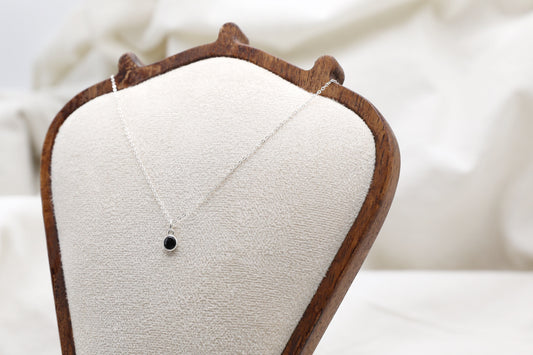 Black Onyx and Sterling Silver Delicate Necklace