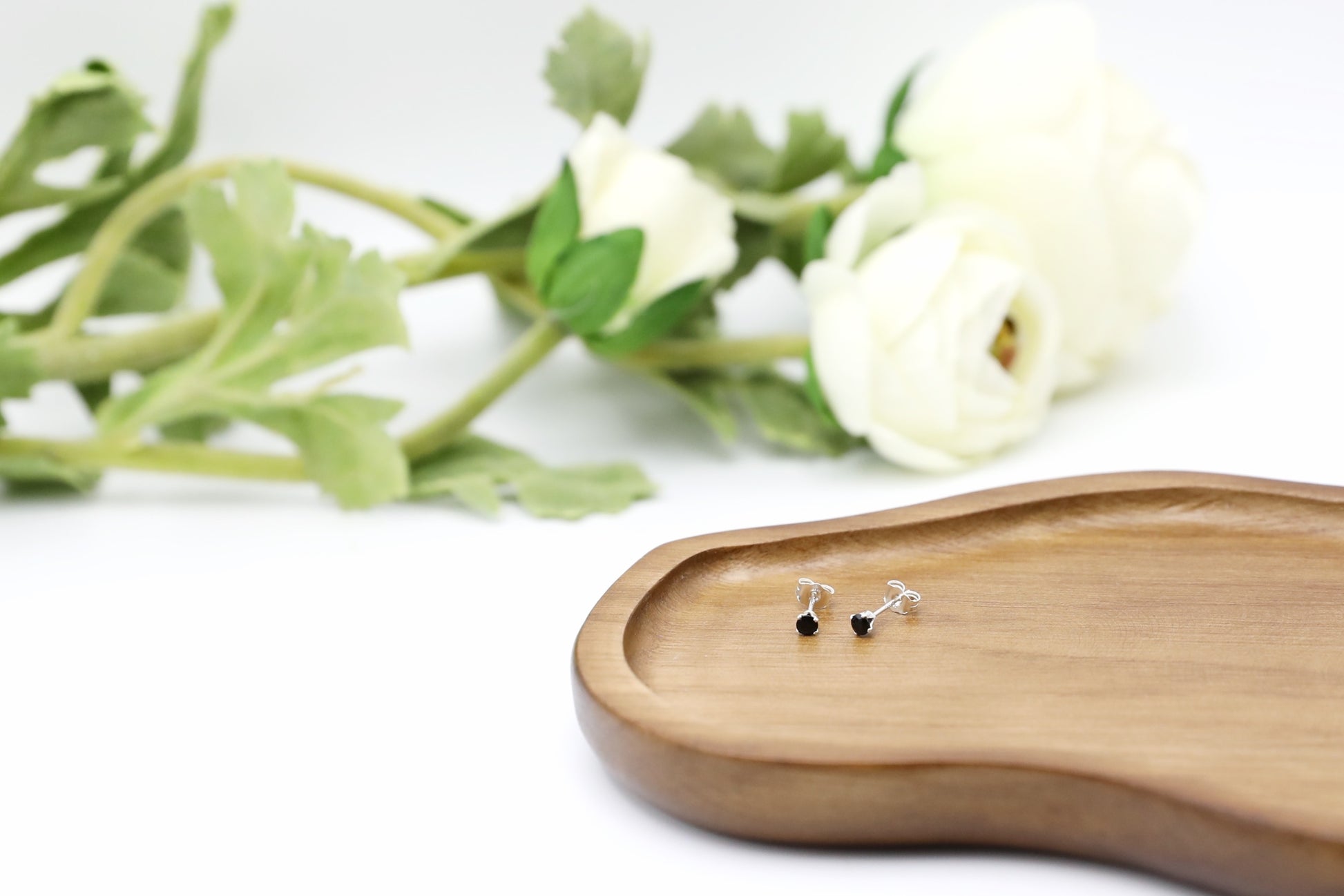 Black Spinel Sterling Silver Studs 3mm