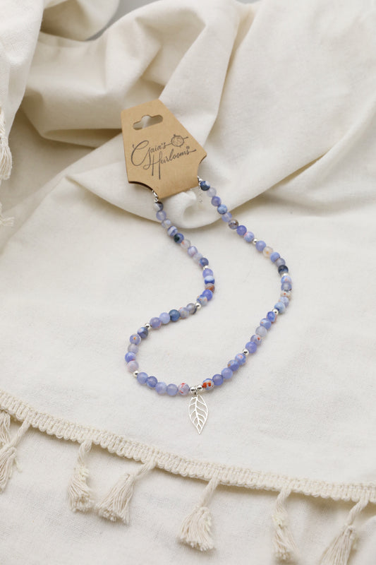 Blue Fire Agate and Sterling Silver Necklace