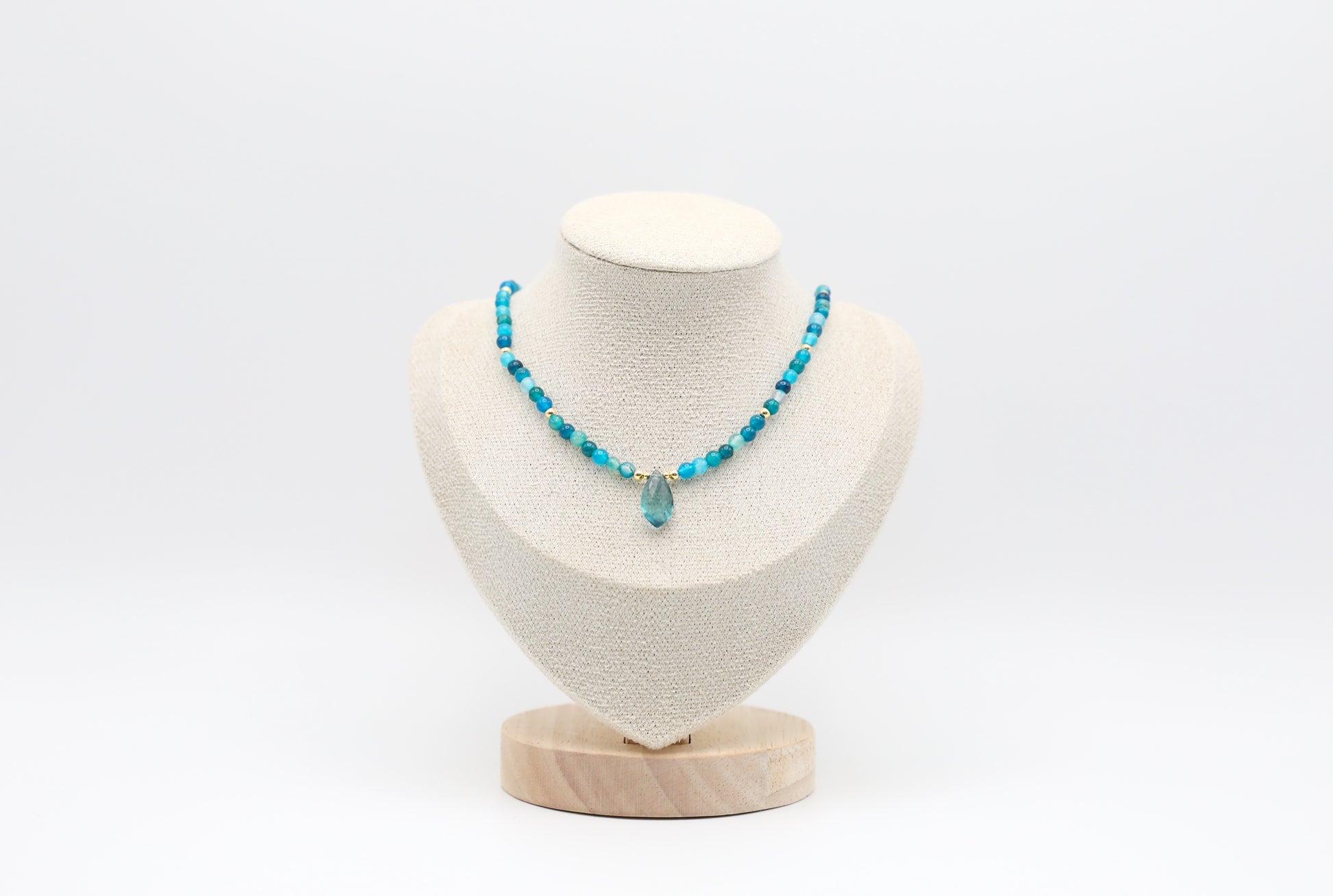 Blue Striped Agate and Fluorite Necklace