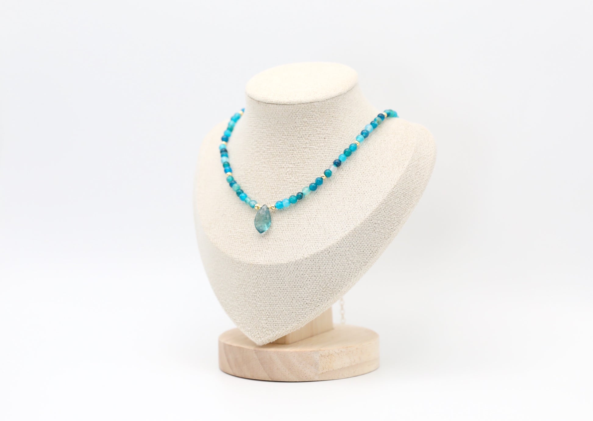 Blue Striped Agate and Fluorite Necklace