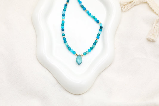 Blue Striped Agate and Fluorite Necklace