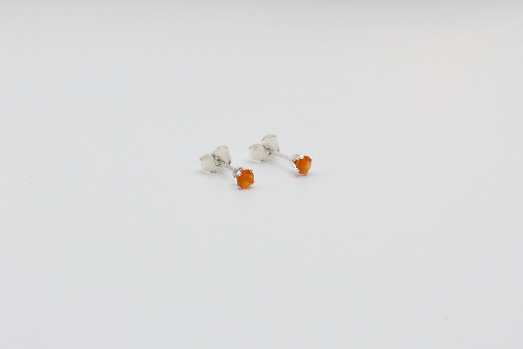 Carnelian Sterling Silver Studs 3mm
