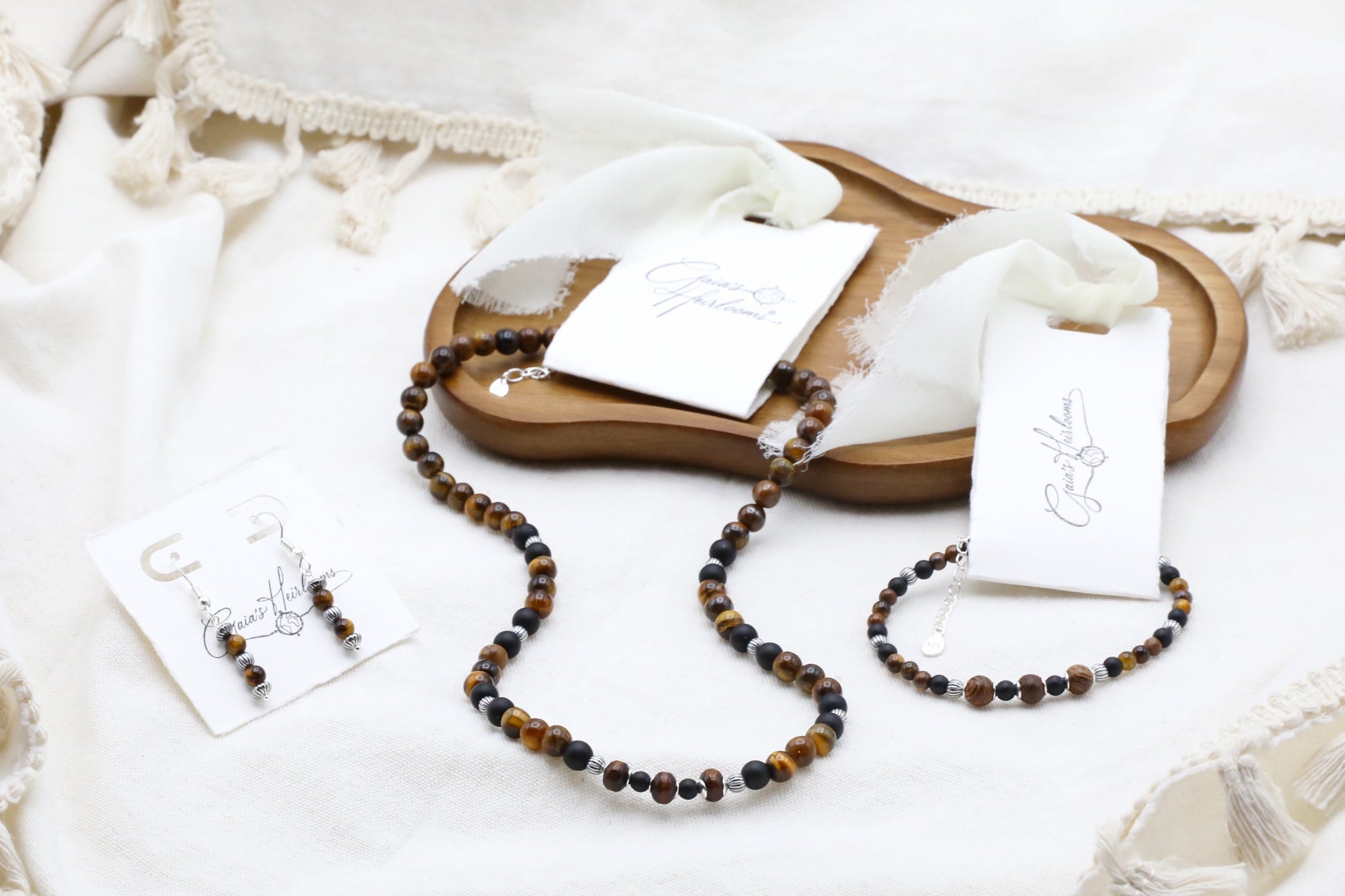 The Fierce Wisdom Set  (earrings, necklace, bracelet) from Gaia's Heirlooms.