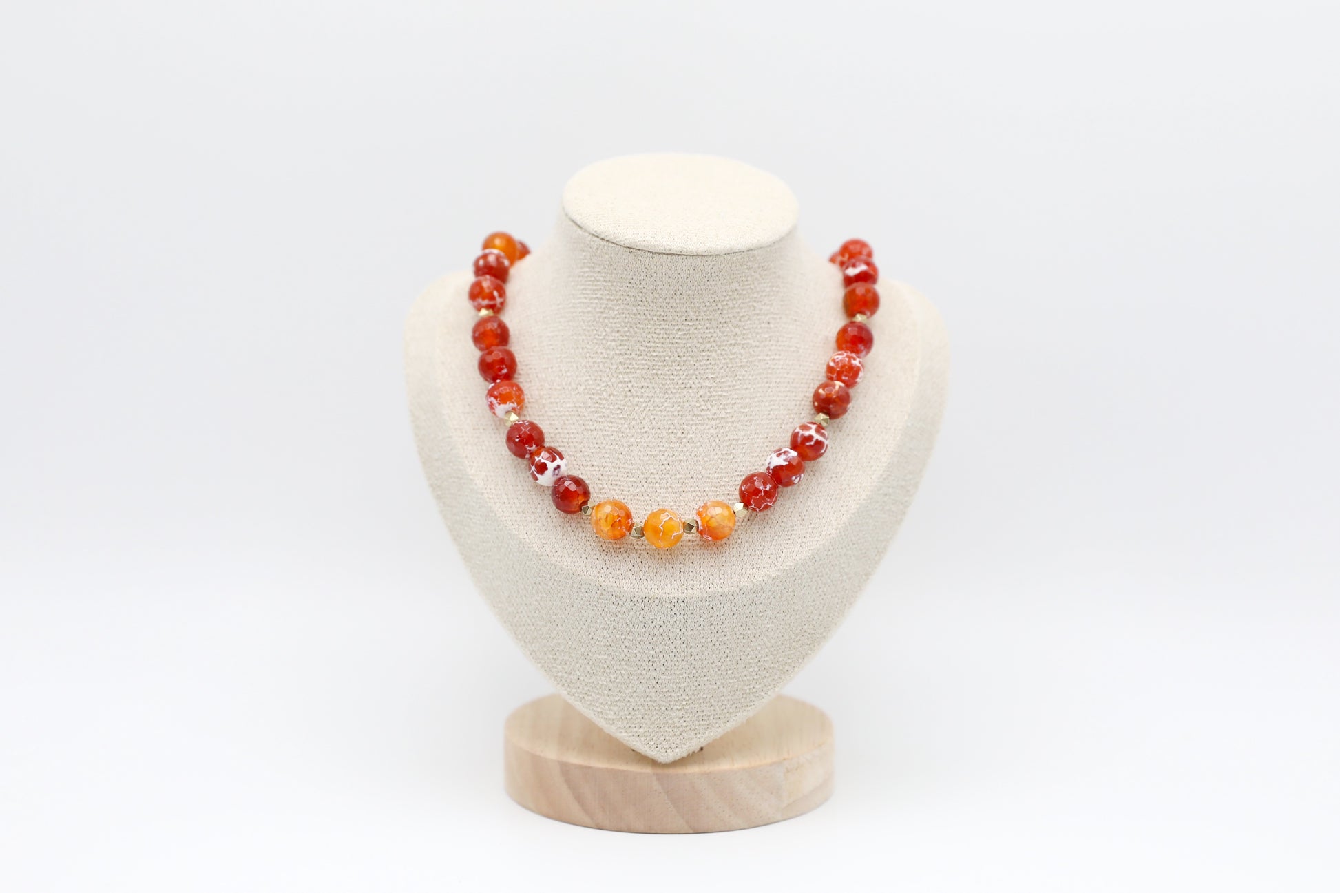 Fire Agate and Electroplated Hematite Necklace