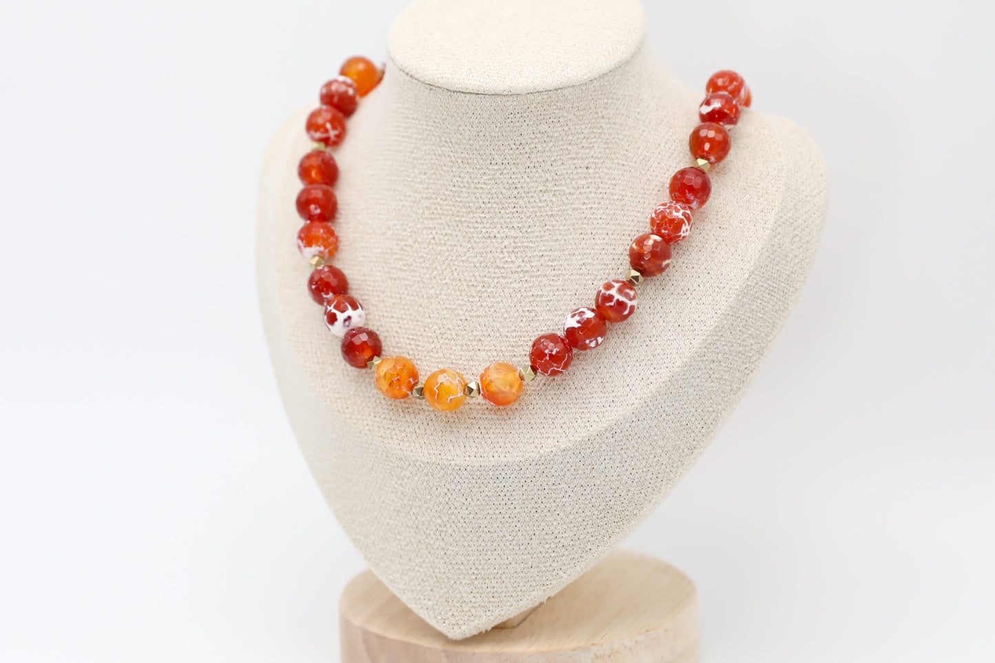 Fire Agate and Electroplated Hematite Necklace