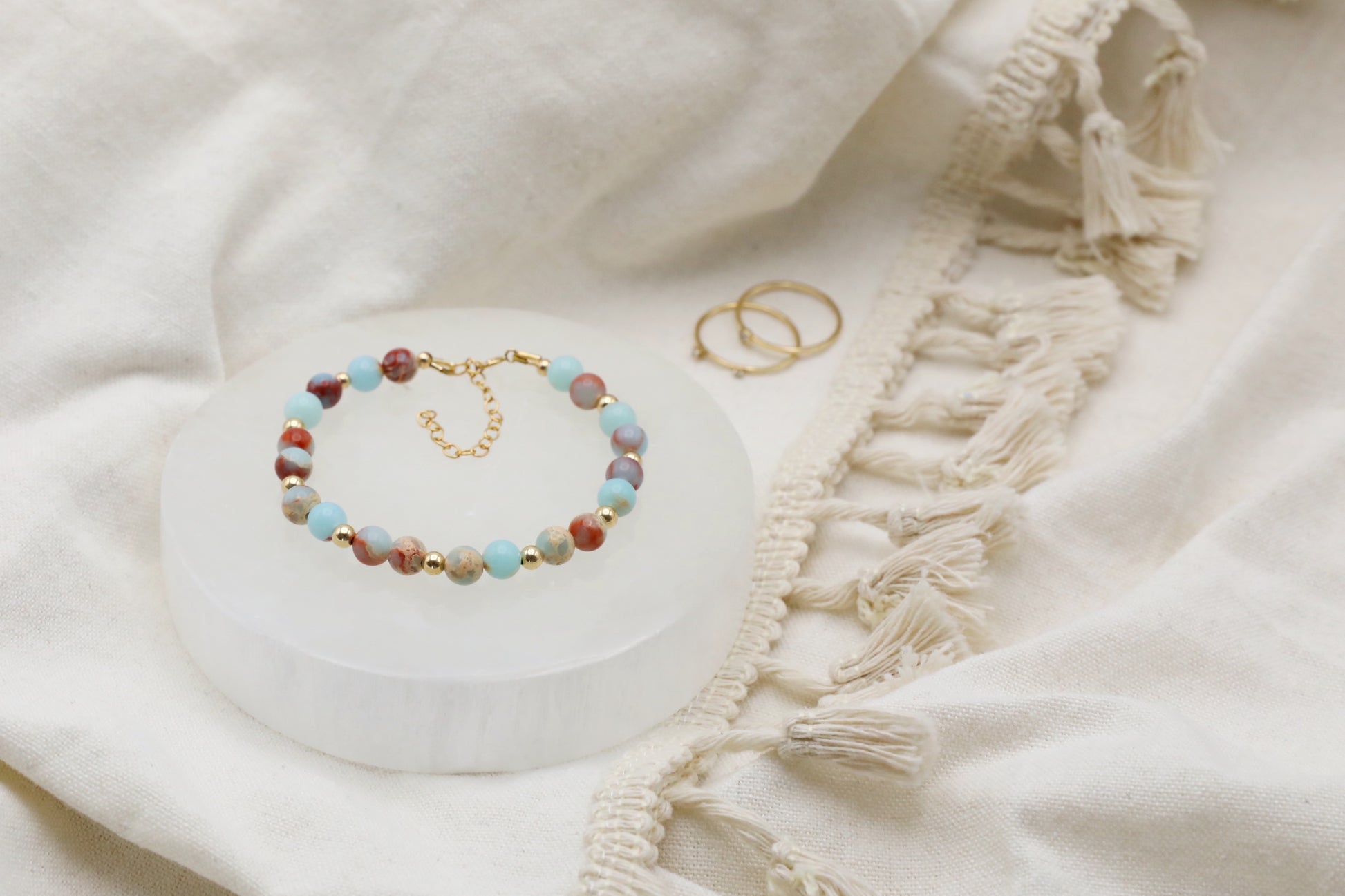 Blue Imperial Jasper Bracelet in Gold Filled