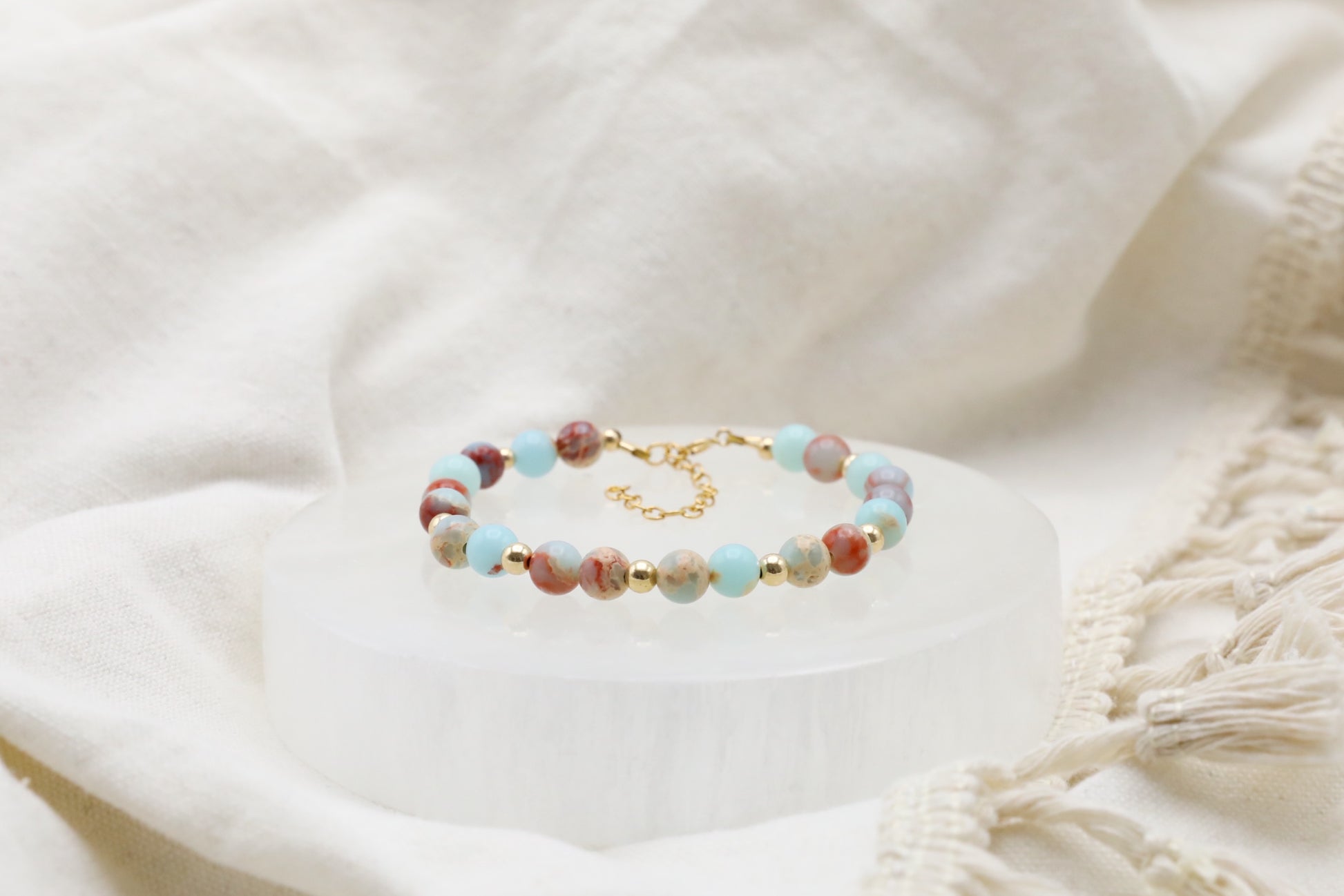 Blue Imperial Jasper Bracelet in Gold Filled