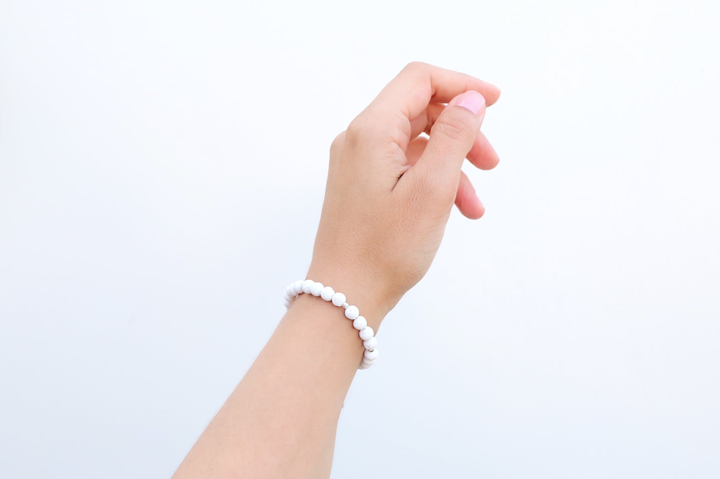 White Lava Stone Bracelet in Sterling Silver
