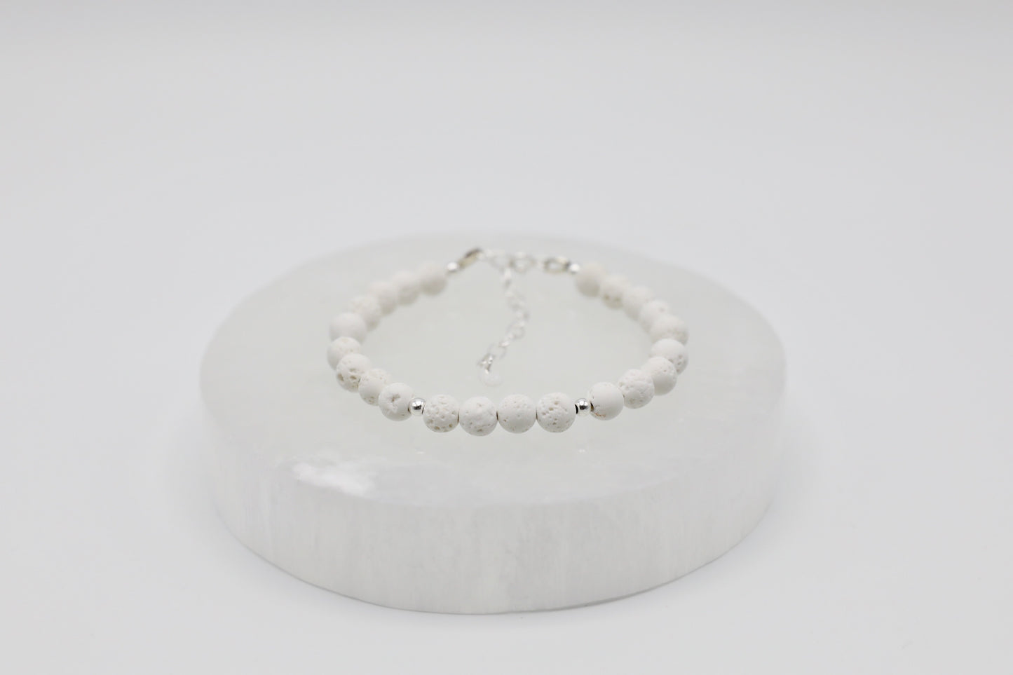 White Lava Stone Bracelet in Sterling Silver