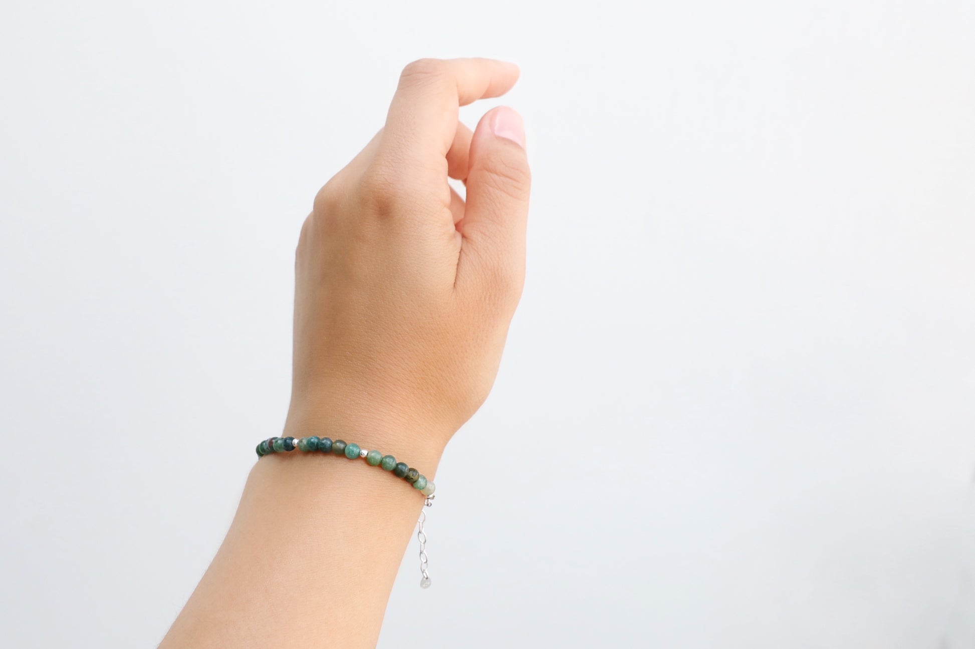 Moss Agate Bracelet in Sterling Silver