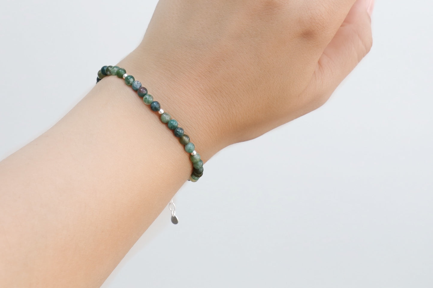 Moss Agate Bracelet in Sterling Silver