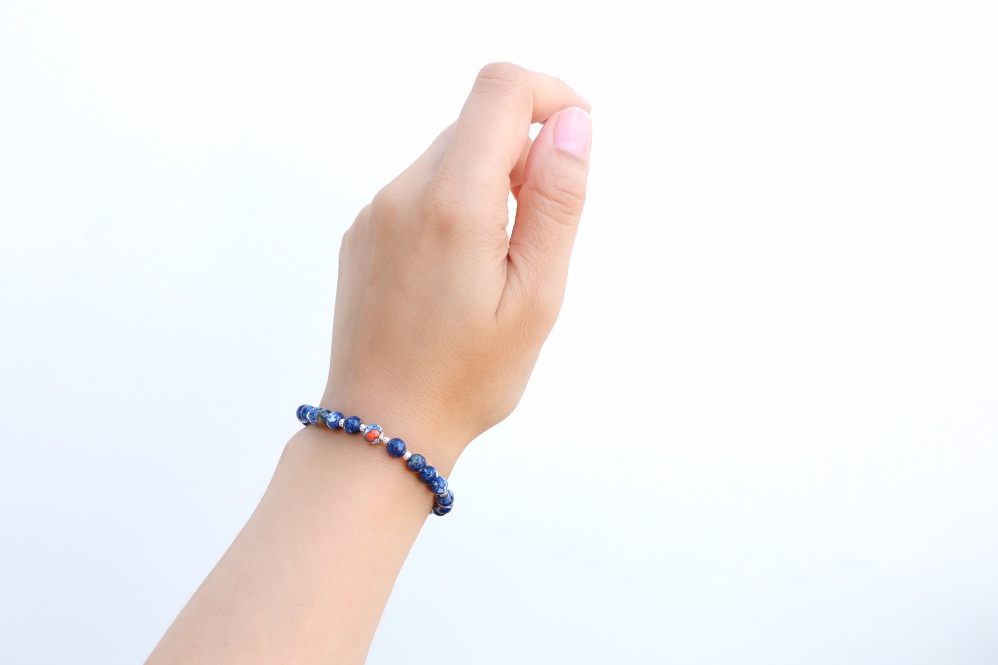 Navy Blue Fire Agate Bracelet in Sterling Silver