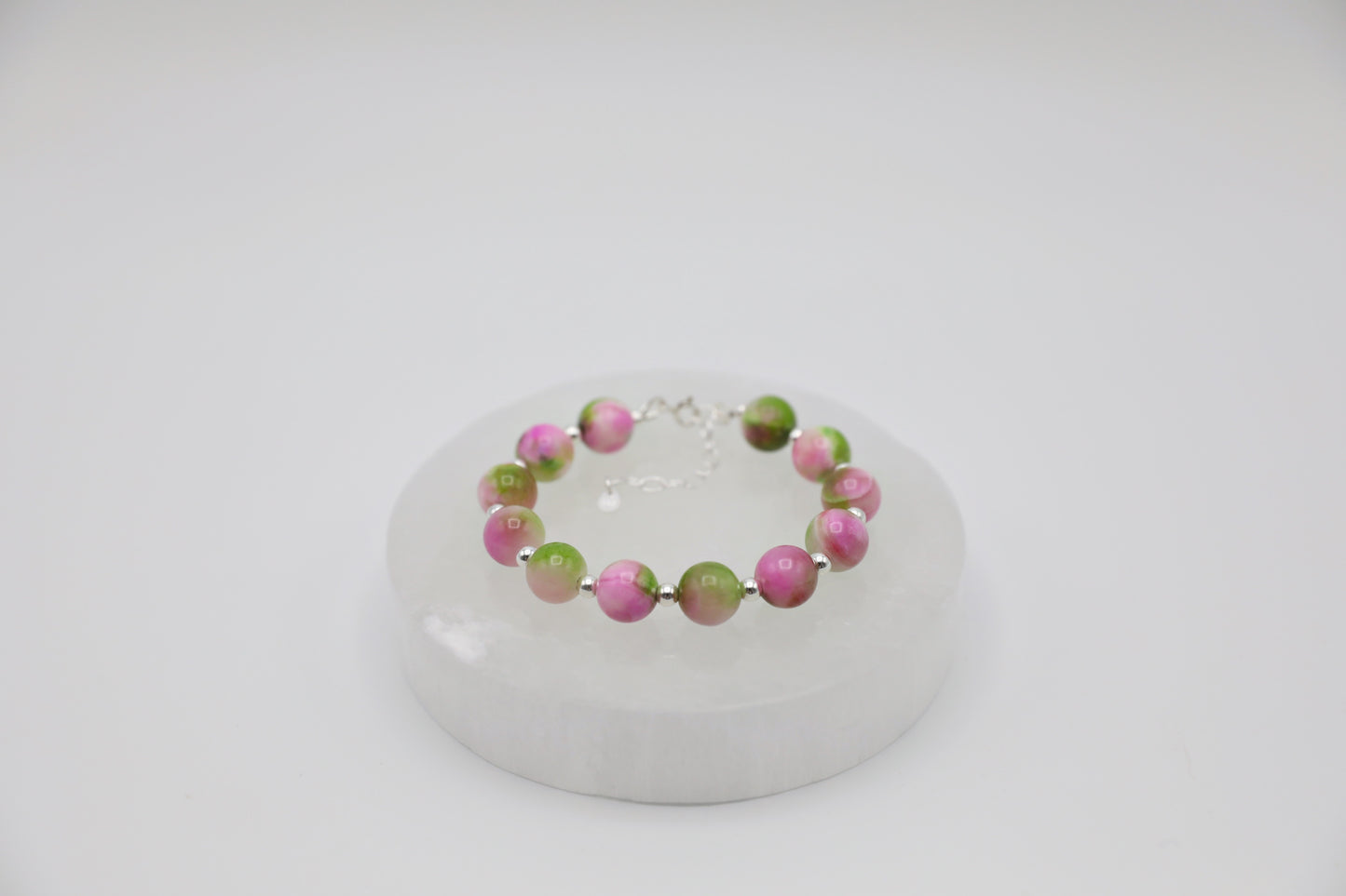 Multicolour Jade Bracelet in Sterling Silver
