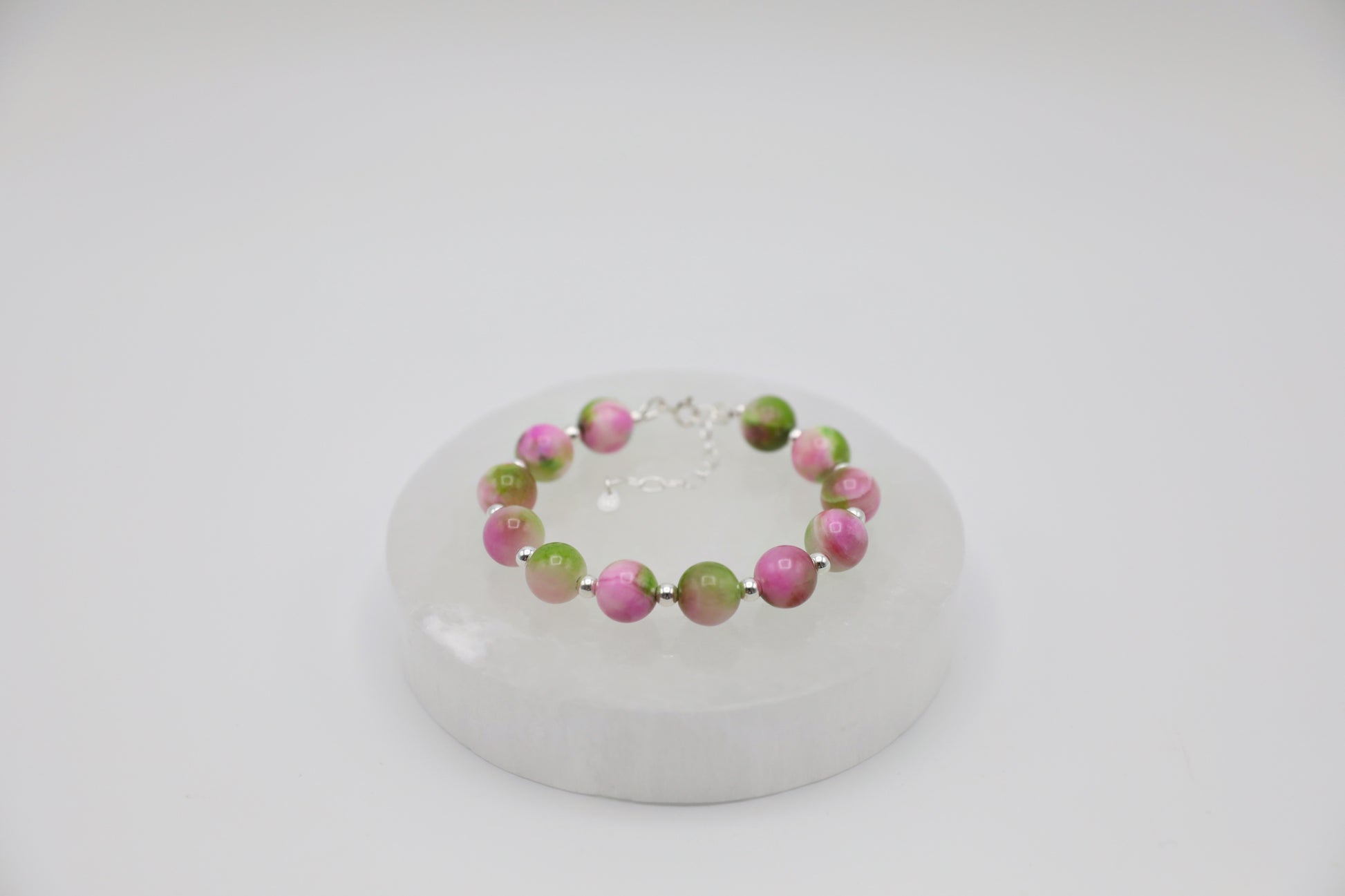 Multicolour Jade Bracelet in Sterling Silver