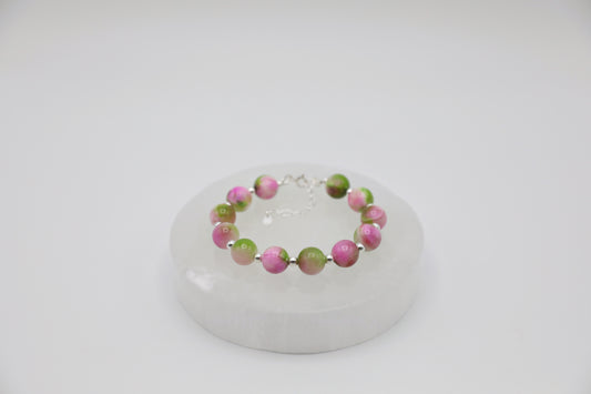 Multicolour Jade Bracelet in Sterling Silver