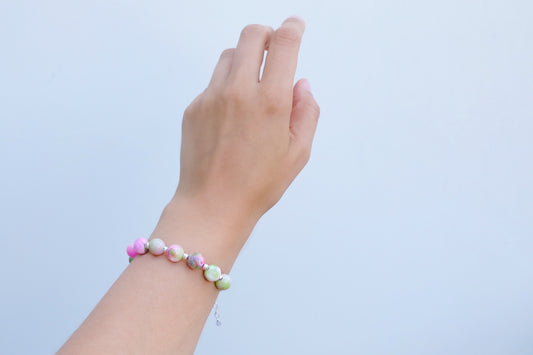 Multicolour Jade Bracelet in Sterling Silver