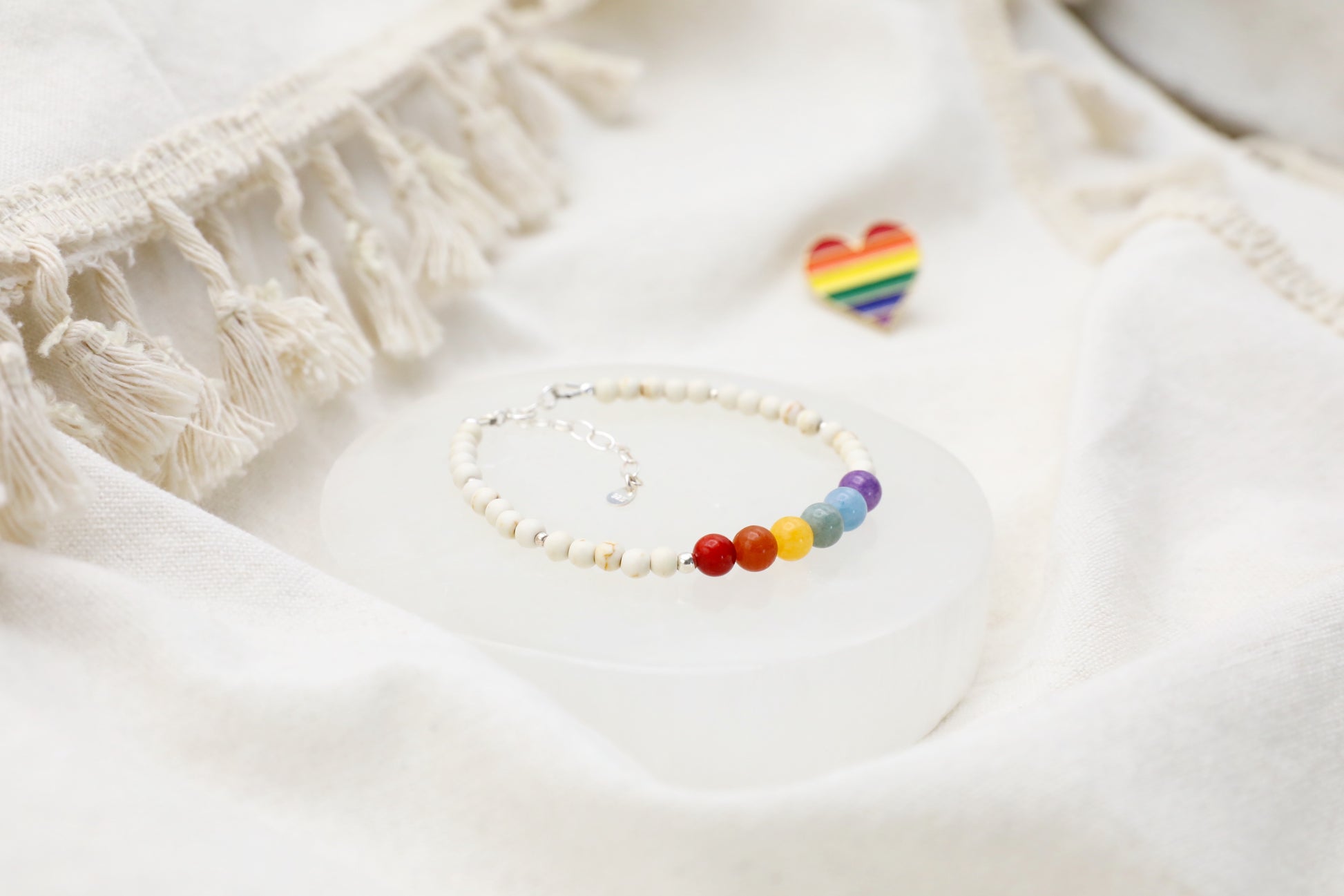 Pride 2025 Bracelet - White Howlite and Chalcedony in Sterling Silver