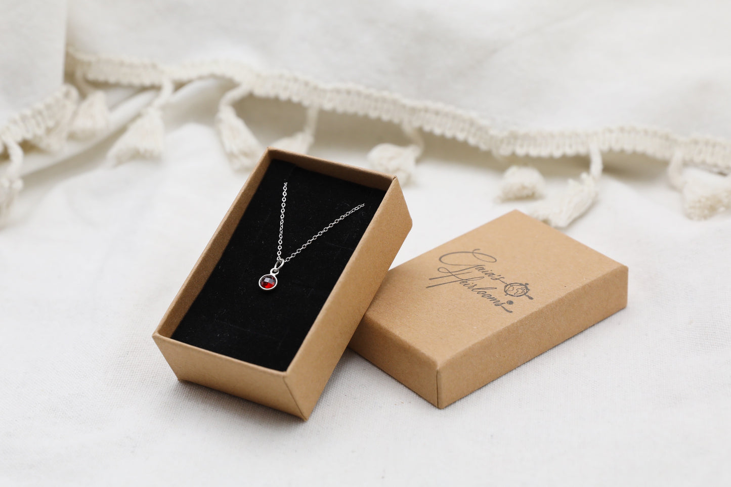 Garnet and Sterling Silver Delicate Necklace