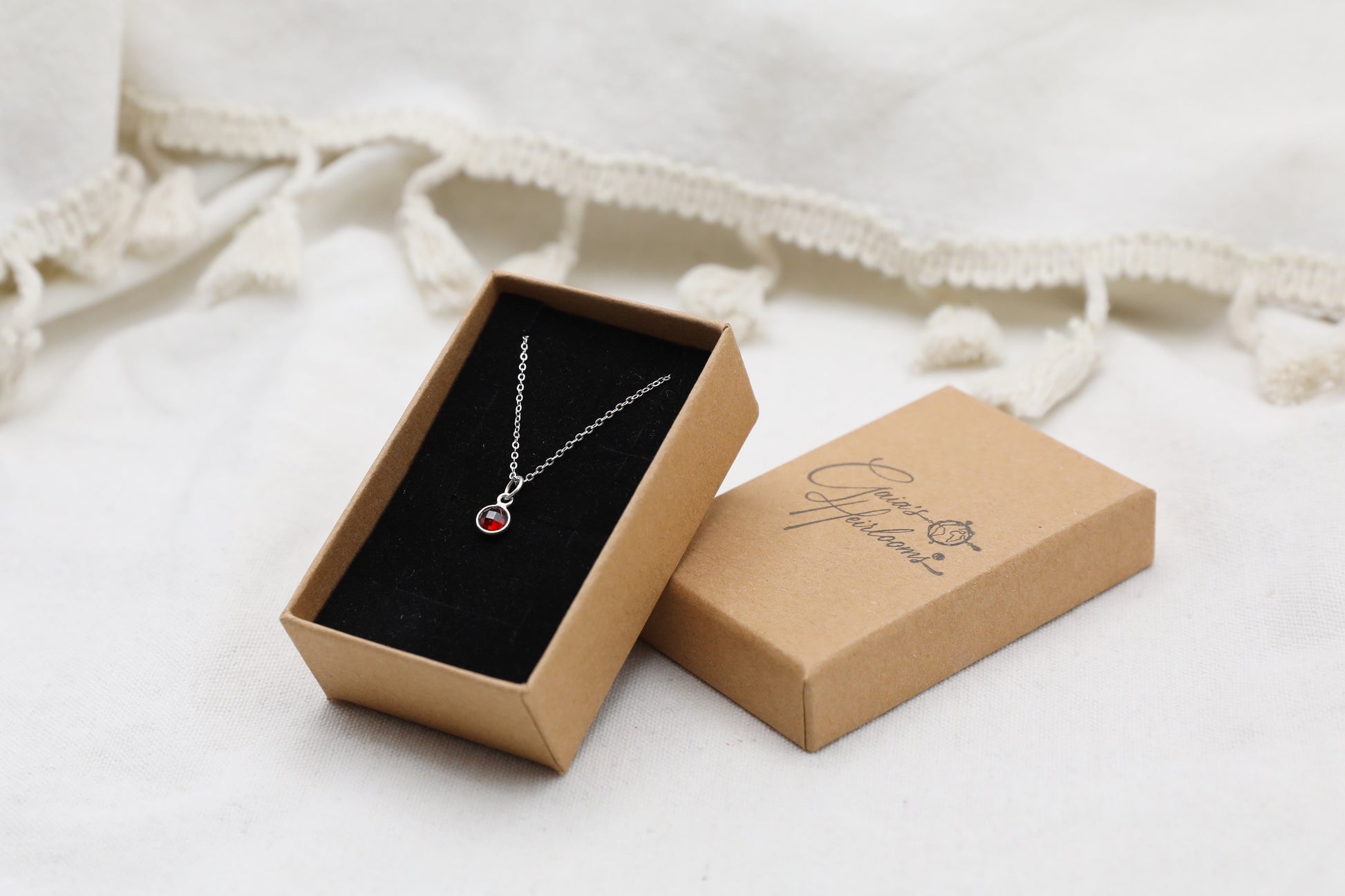 Garnet and Sterling Silver Delicate Necklace