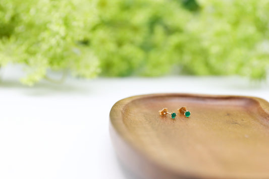 Gold Filled Green Onyx Studs 3mm