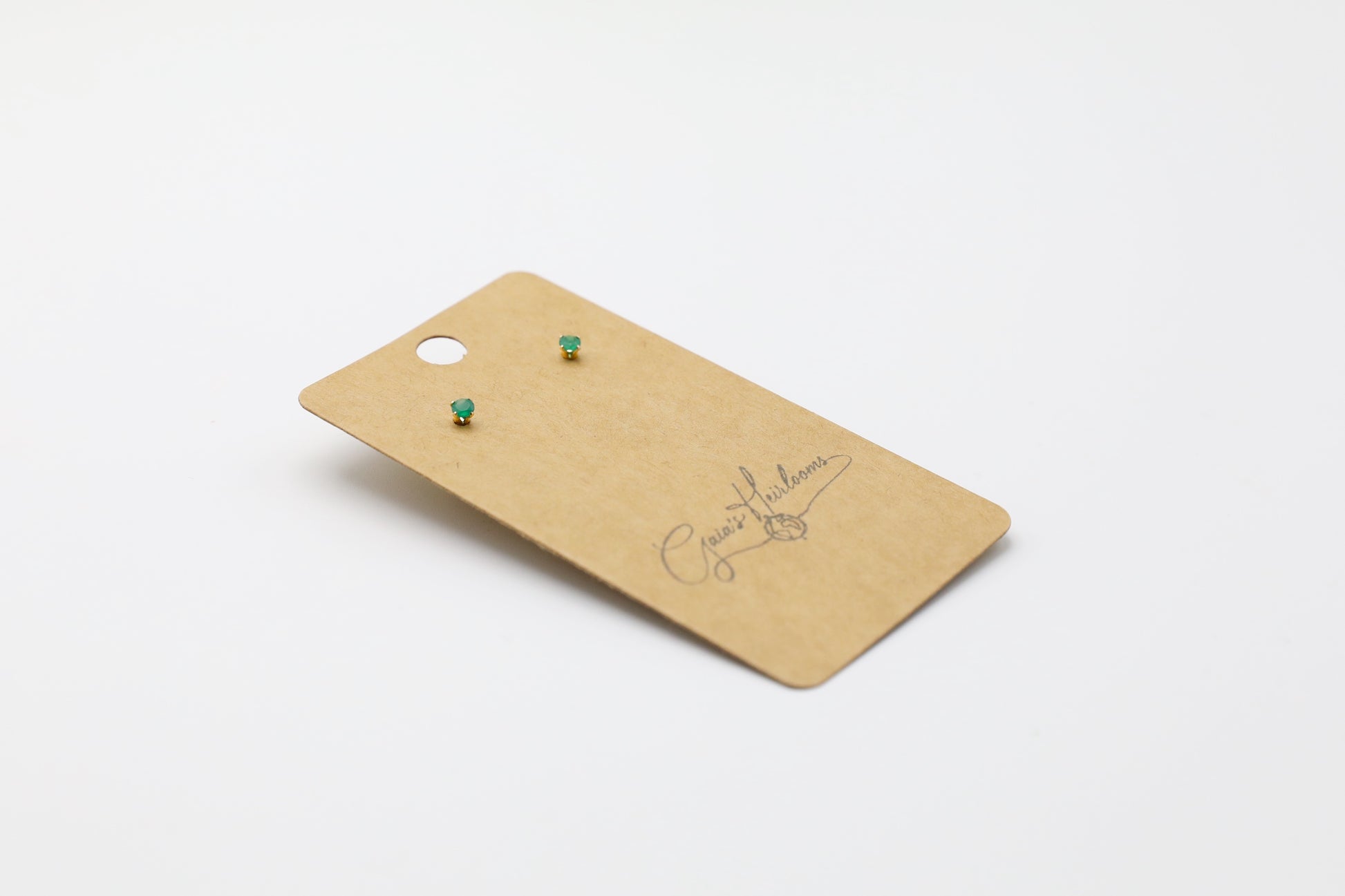 Gold Filled Green Onyx Studs 3mm