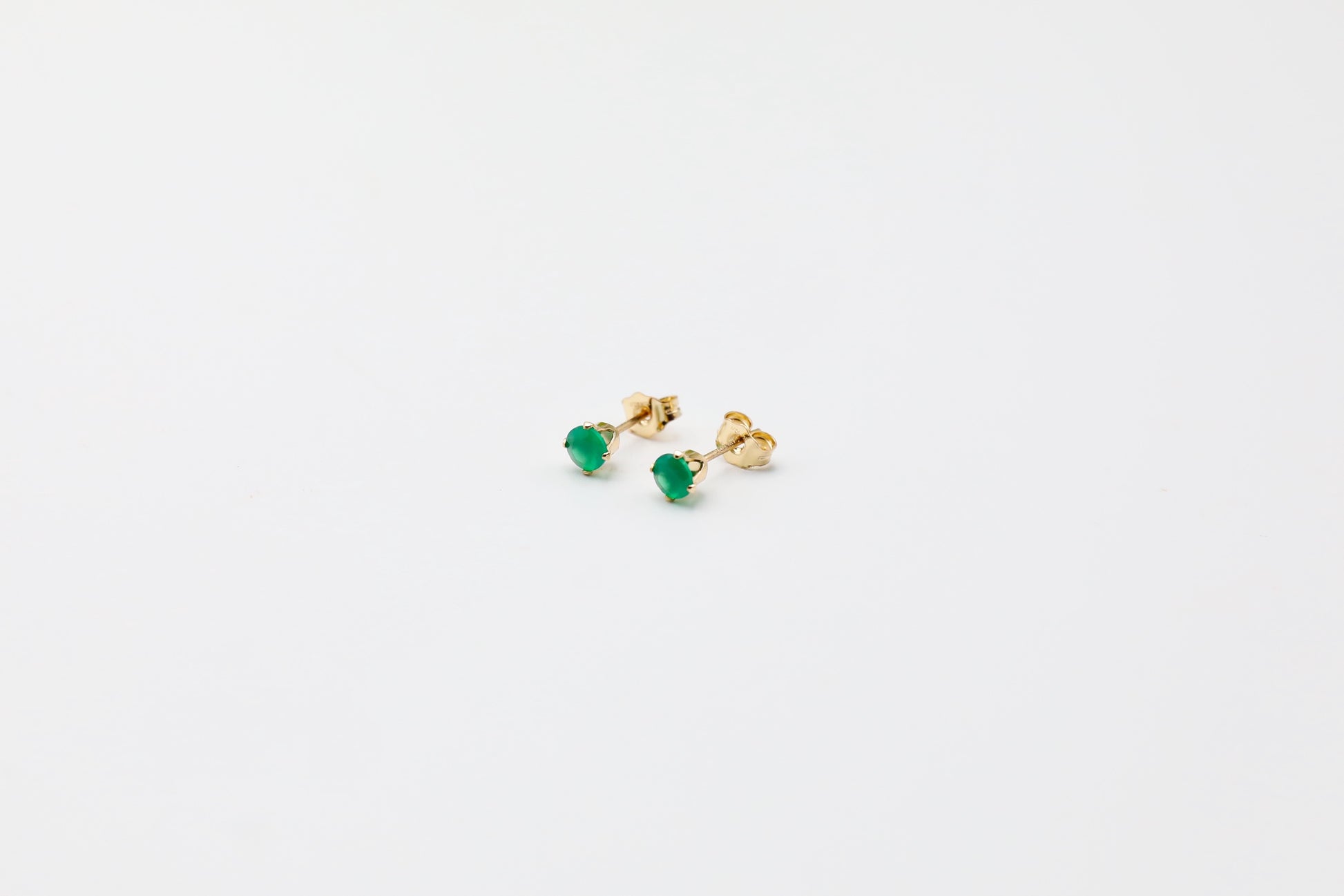 Gold Filled Green Onyx Studs 4mm