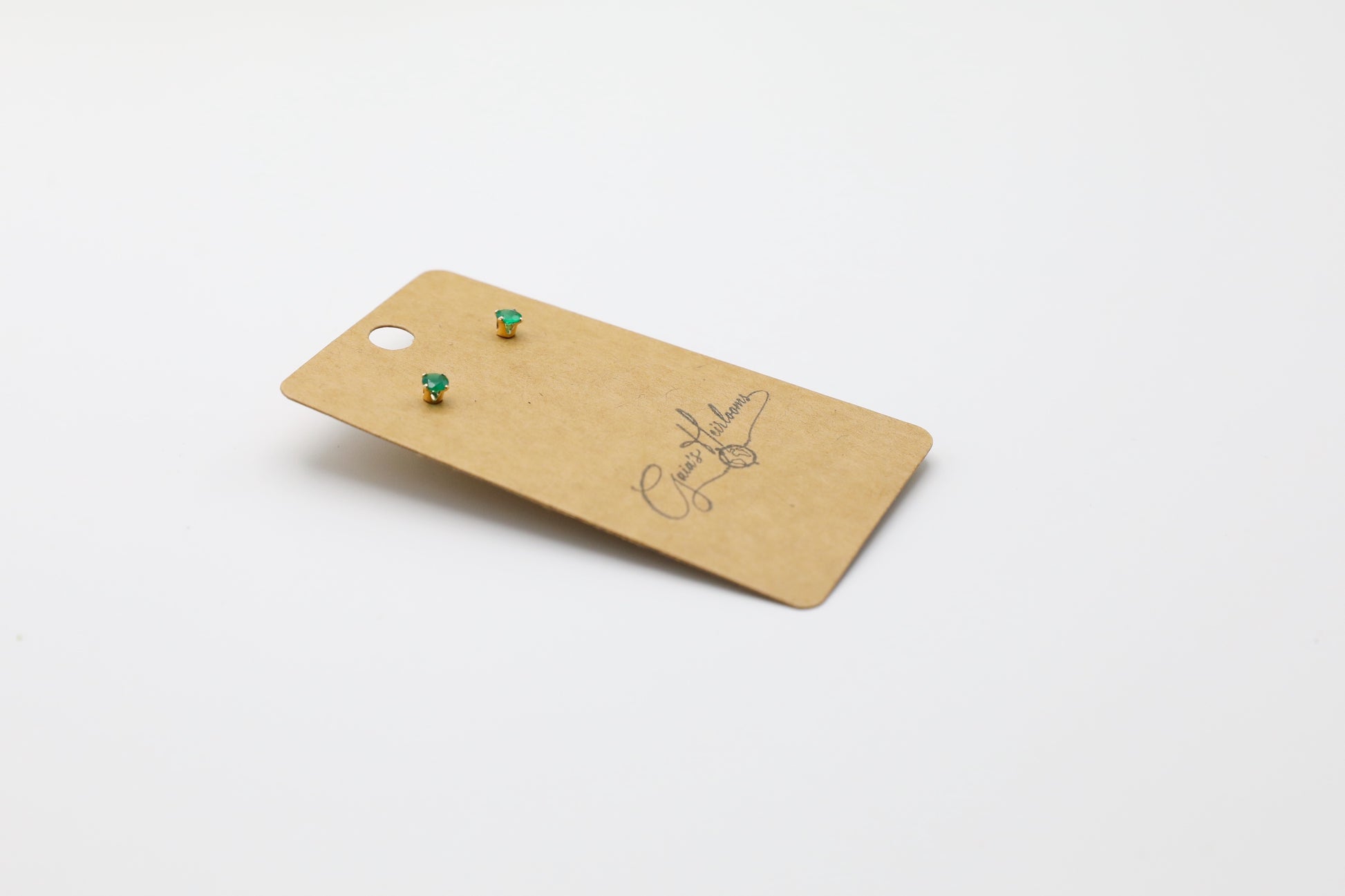 Gold Filled Green Onyx Studs 4mm