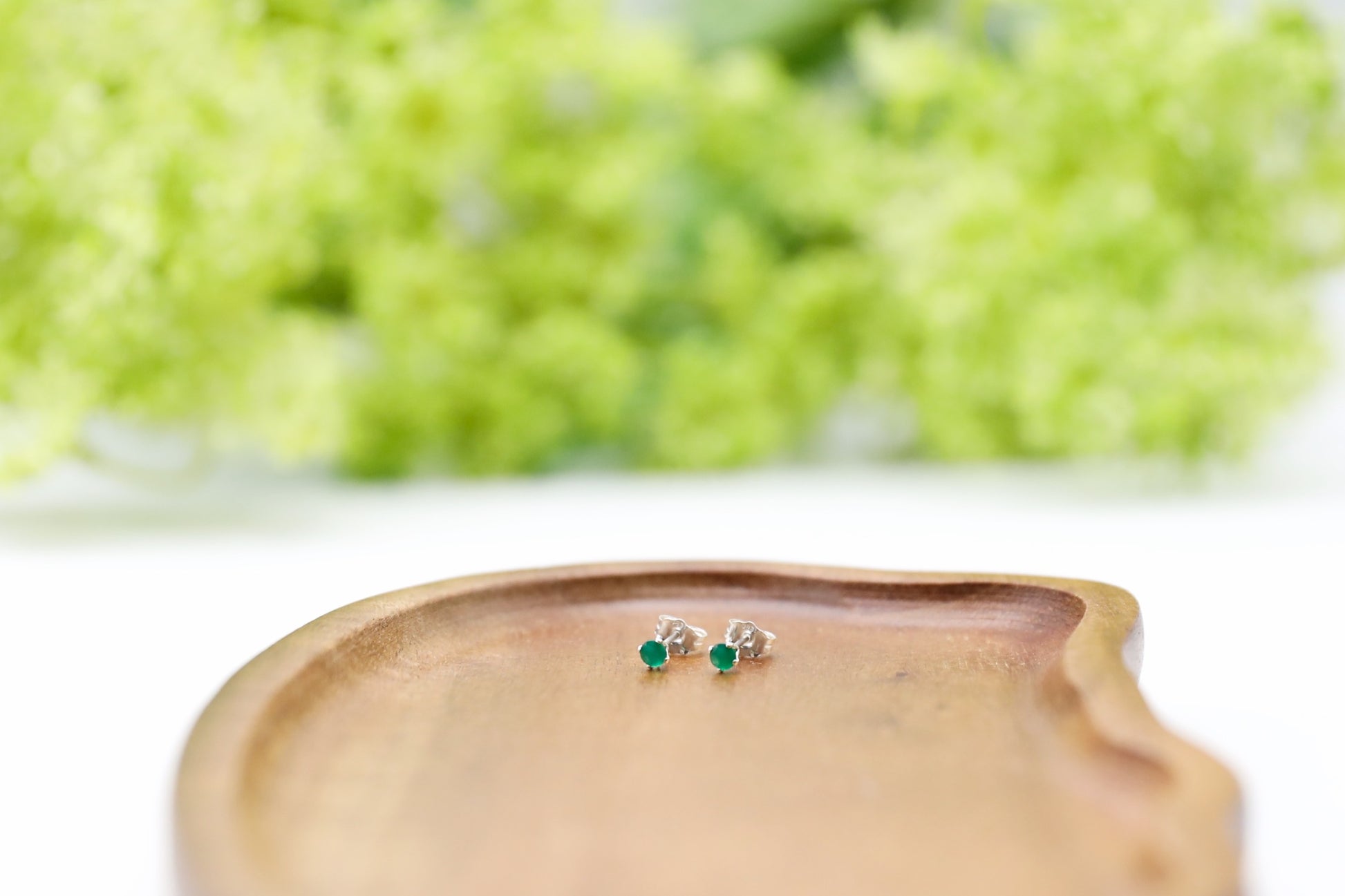 Sterling Silver Green Onyx Studs 3mm
