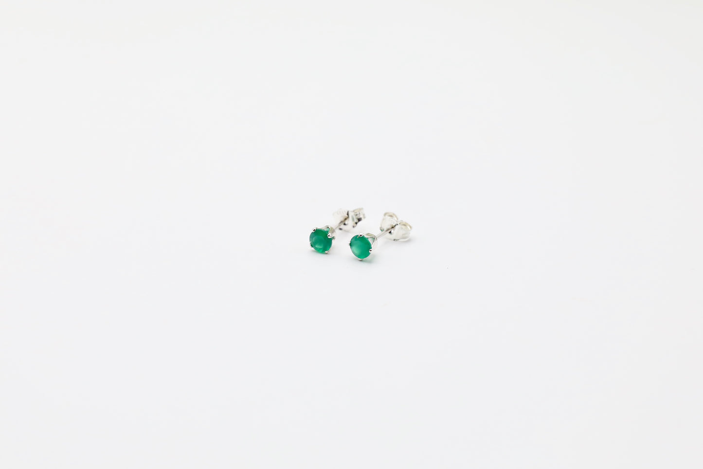 Sterling Silver Green Onyx Studs 4mm