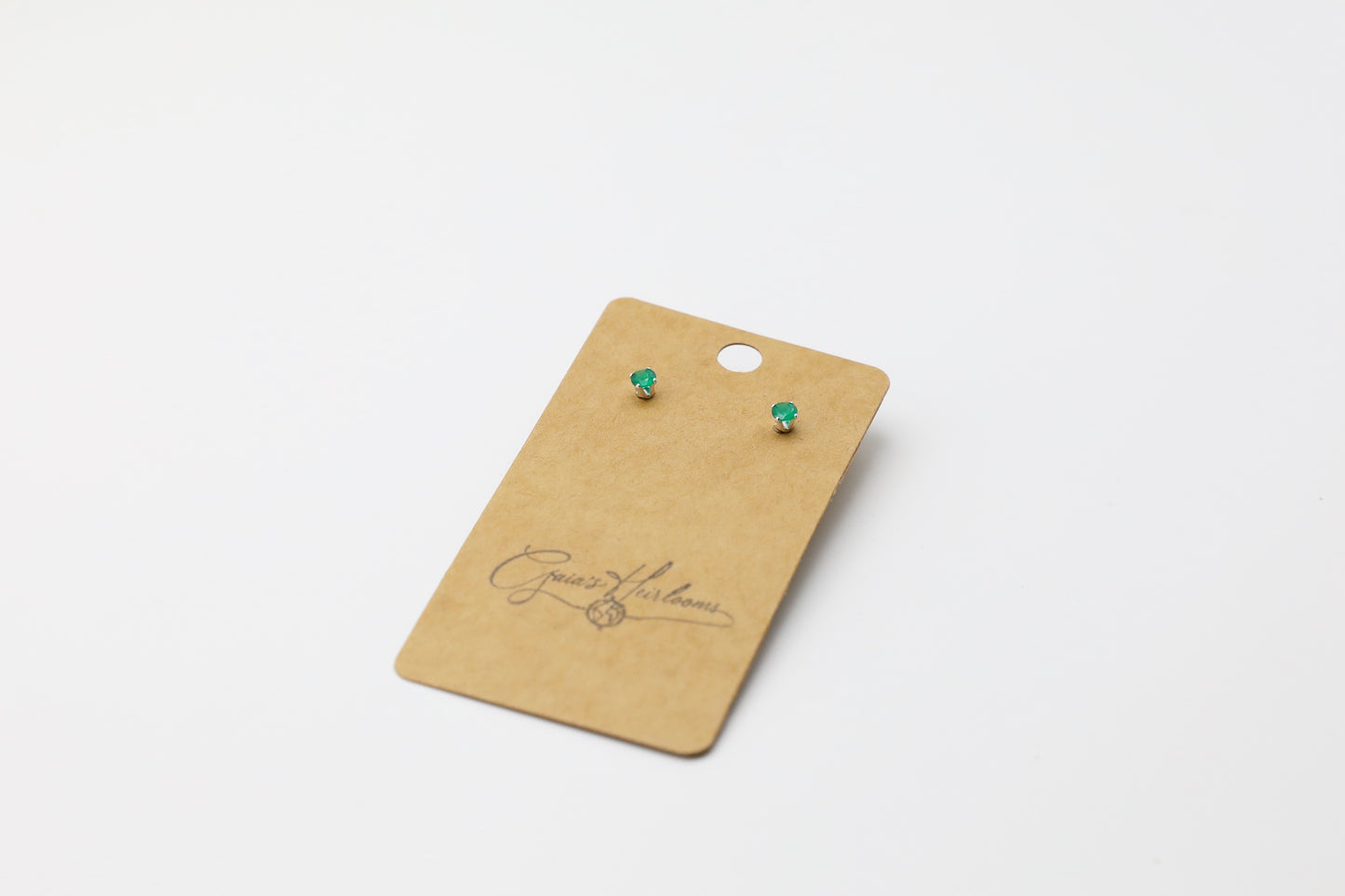 Sterling Silver Green Onyx Studs 4mm