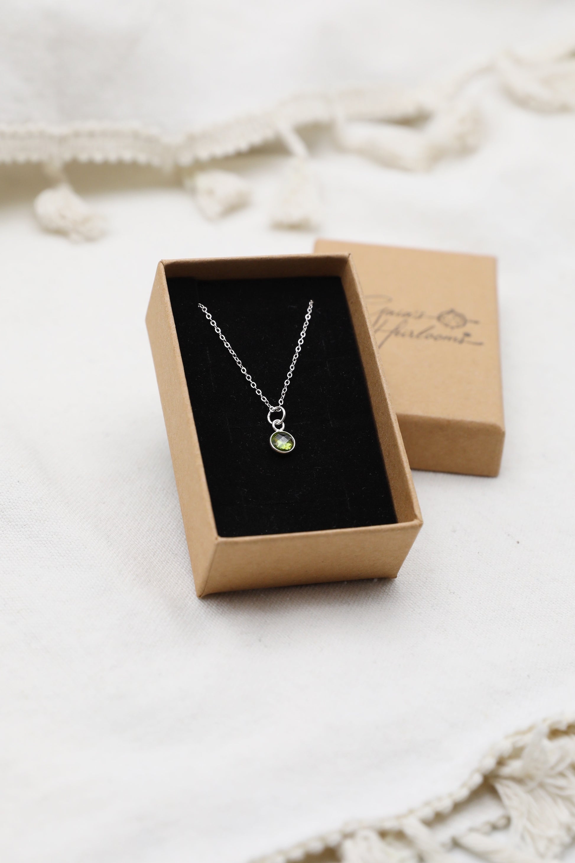 Peridot and Sterling Silver Delicate Necklace